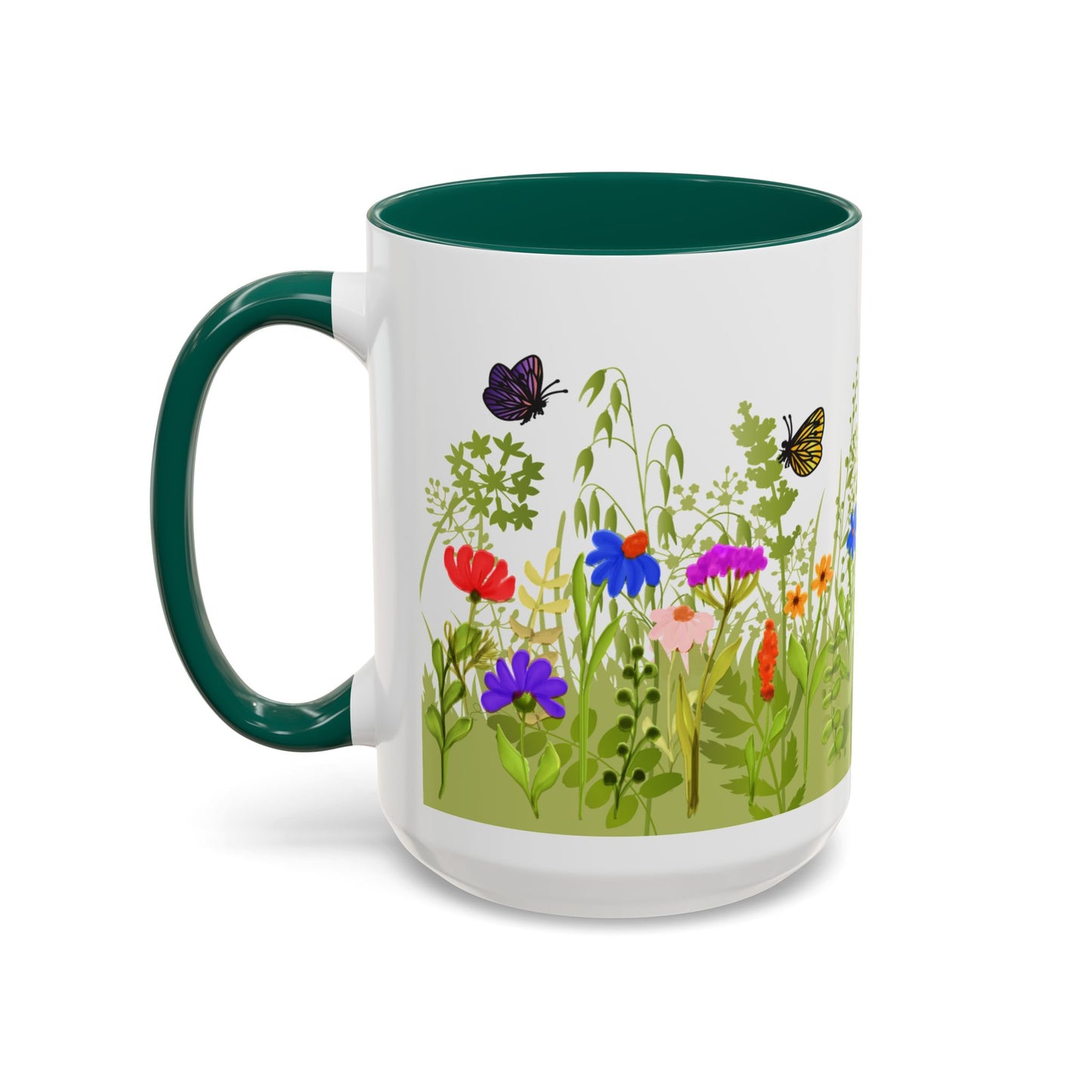 Watercolor Wildflower Mug 2 - Botanical Floral Coffee Mug - Gift for Moms, Gardeners, Art Lovers, Spring & Easter - Ceramic Mug with Color Inside (11oz, 15oz)