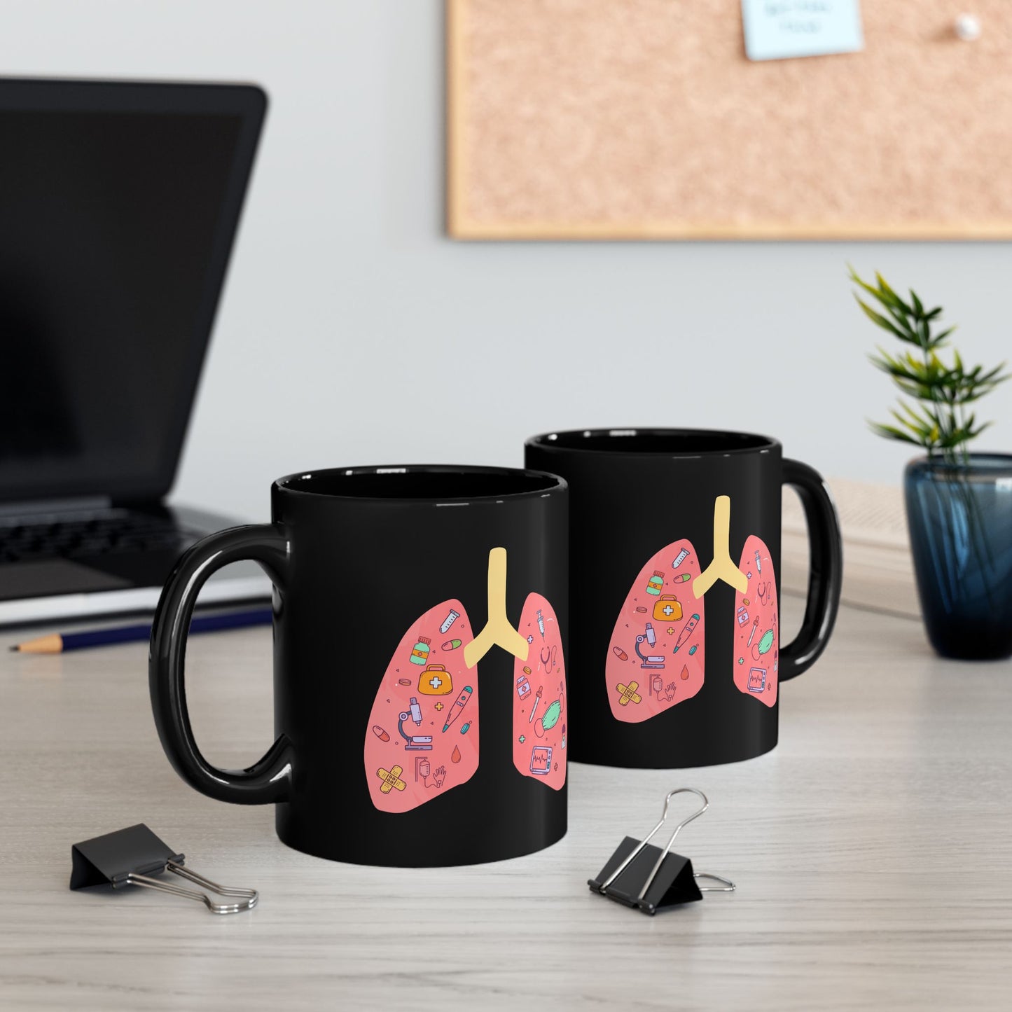 Medical Humor Lung Anatomy Coffee Mug - Funny Respiratory Gift for Pulmonologist, RT, Nurse, Doctor (Black, 11oz & 15oz)