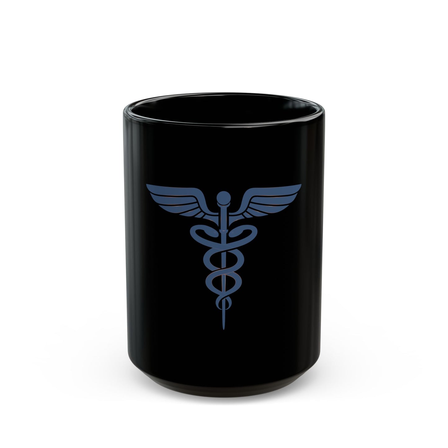 Caduceus Blue Symbol Black Mug (11oz, 15oz) - Medical