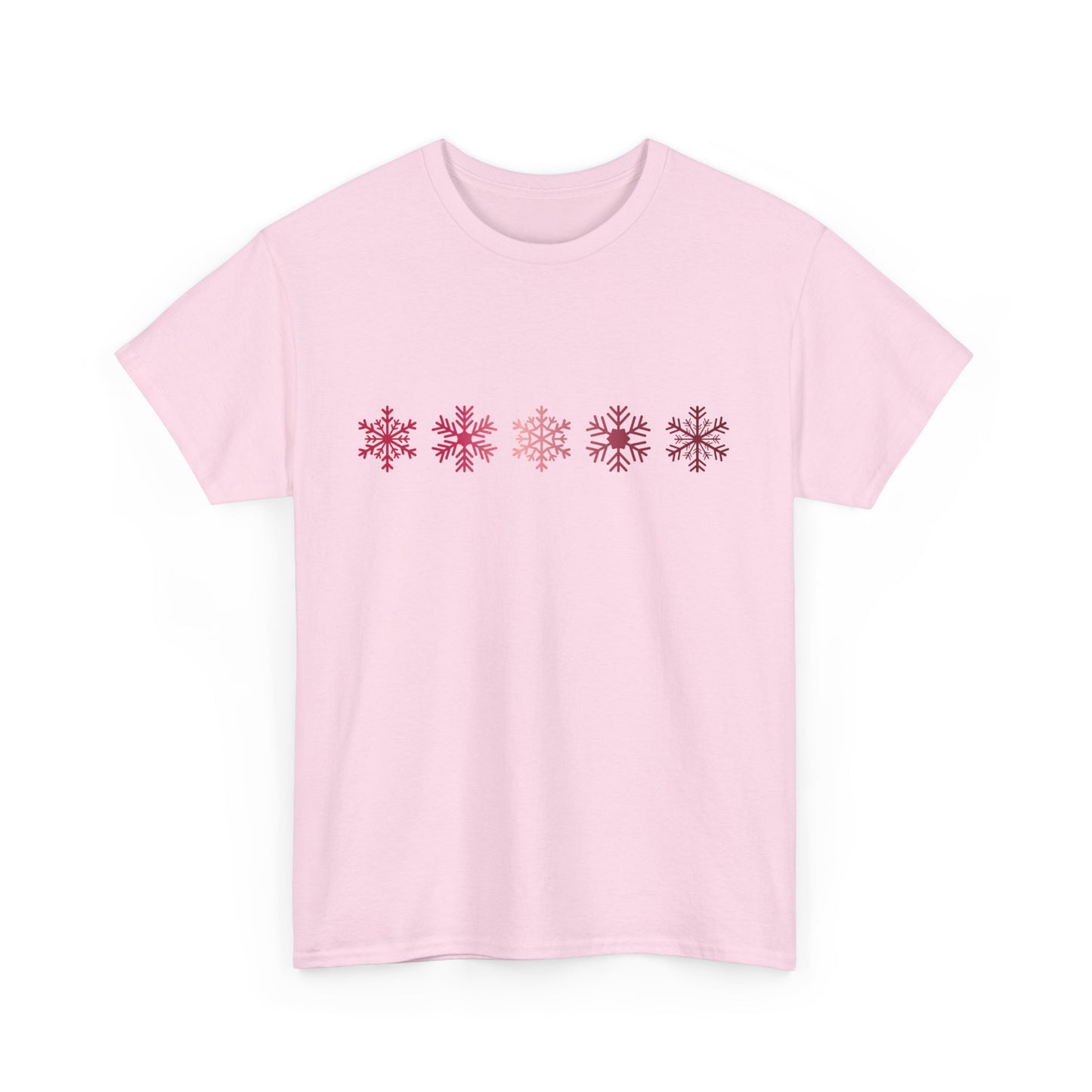Red Snowflakes Heavy Cotton T-shirt - Graphic Holiday Top
