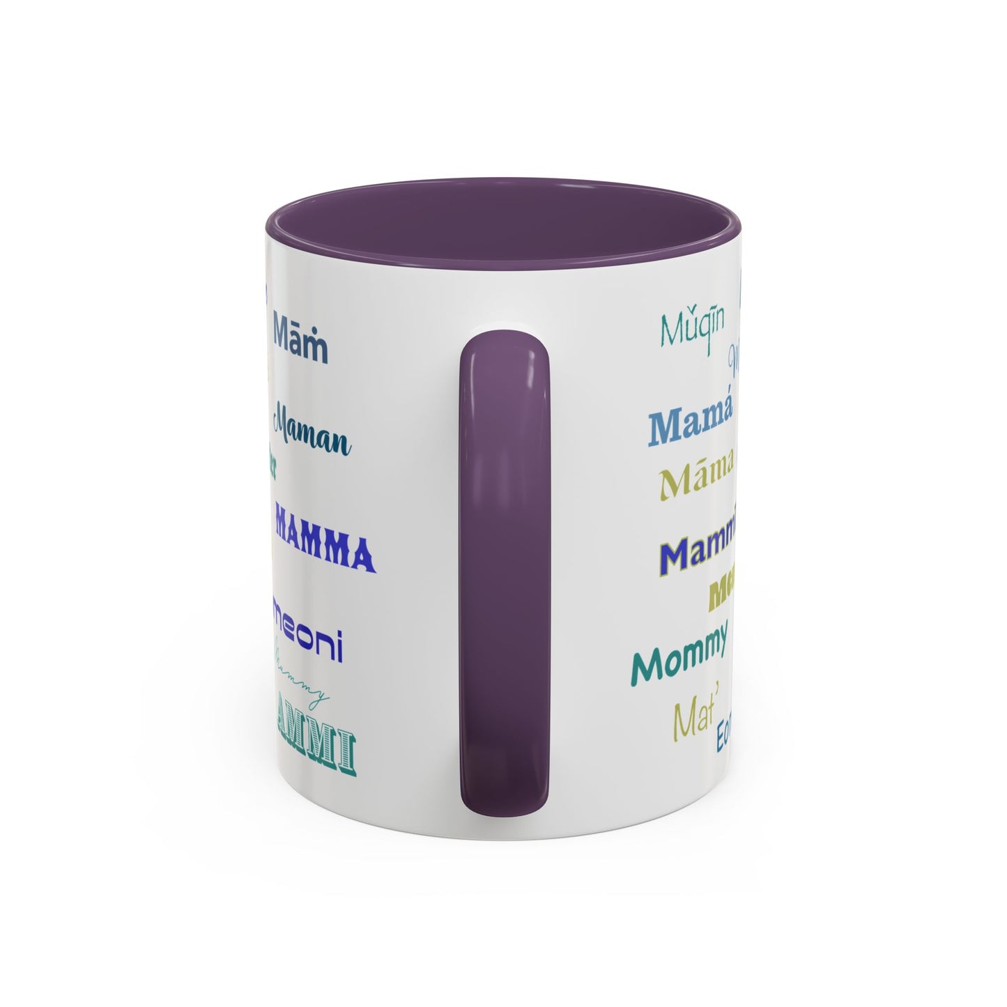 Mom Green Heart Mug - “Mom” in Different Languages - Universal Language of Love - Gift for Moms, New Moms, Mother's Day, Birthday, Valentine’s Day - Modern & Stylish Ceramic Mug with Color Inside (11oz, 15oz)