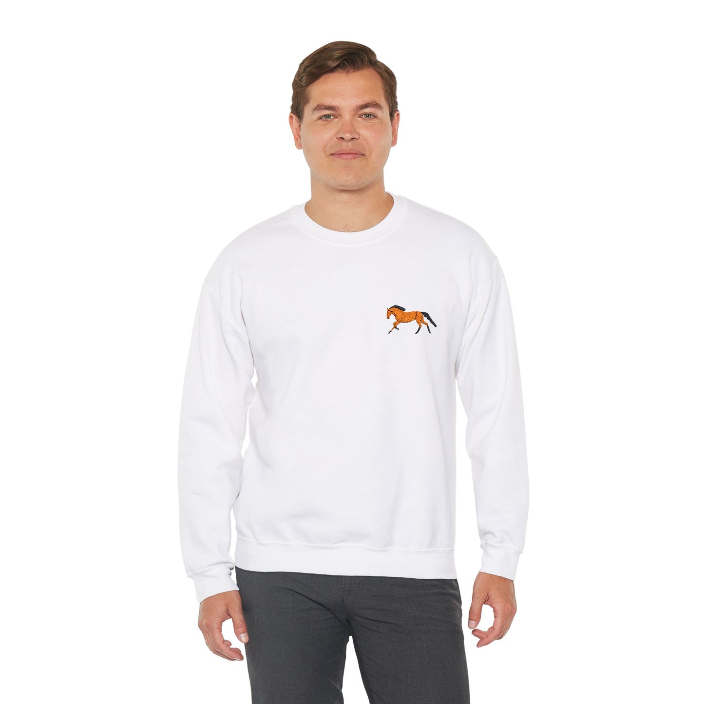 Brown Thoroughbred Horse Embroidered Sweatshirt
