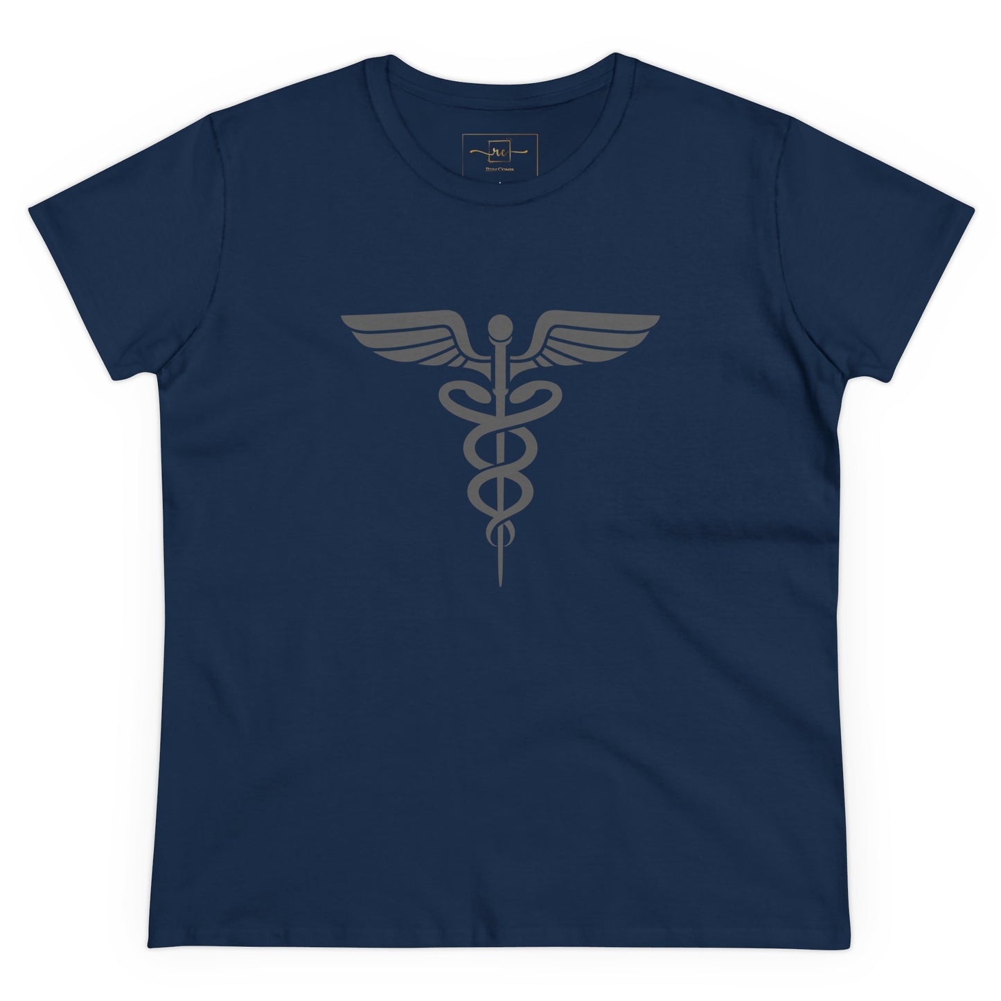 Caduceus Gray Symbol Women's Midweight Cotton Tee - Medical