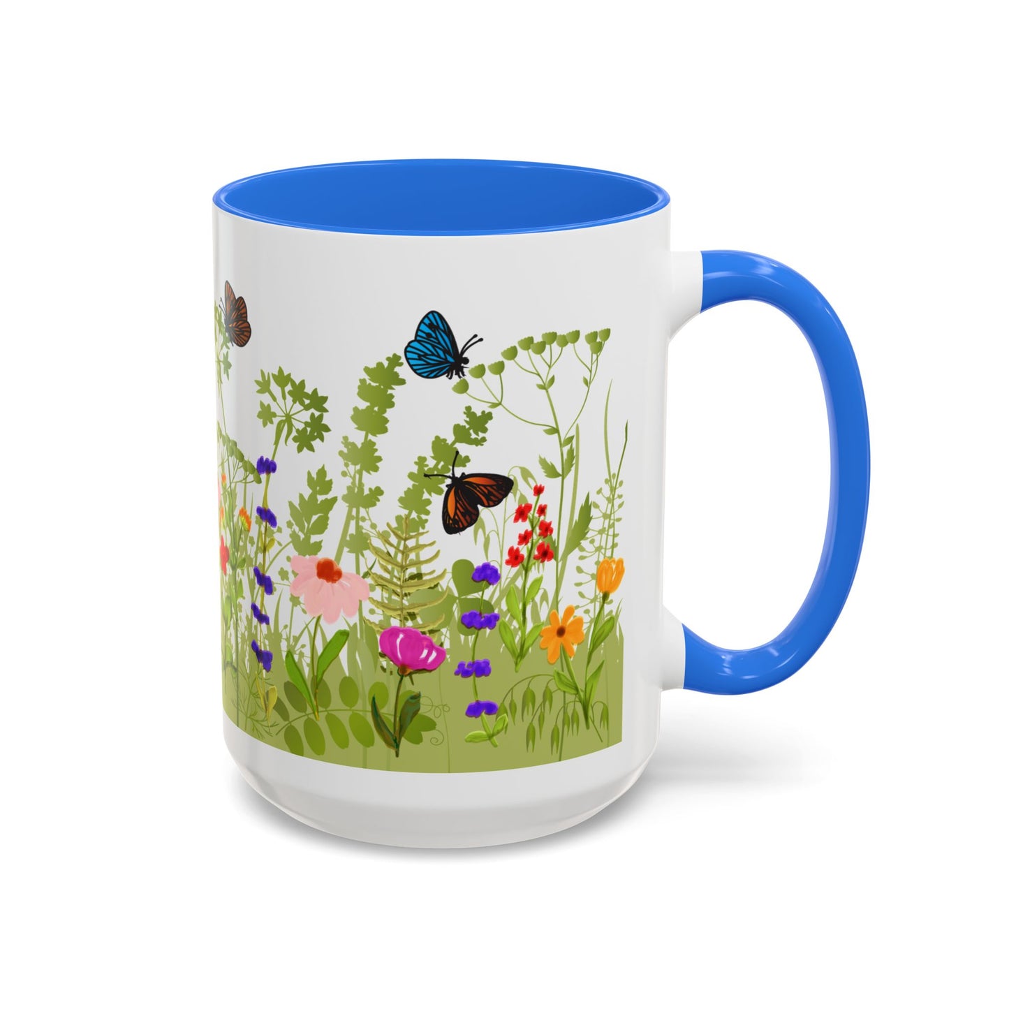 Watercolor Wildflower Mug 2 - Botanical Floral Coffee Mug - Gift for Moms, Gardeners, Art Lovers, Spring & Easter - Ceramic Mug with Color Inside (11oz, 15oz)