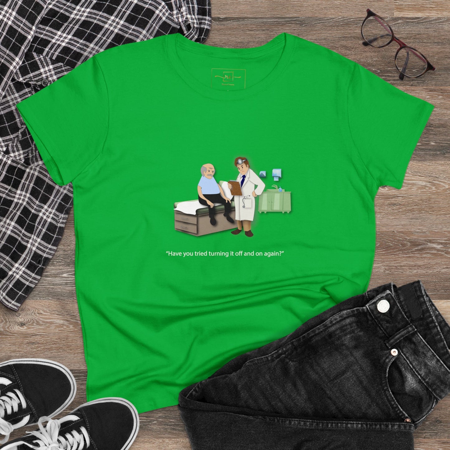 On and Off Women's Midweight Cotton Tee - Medical Humor