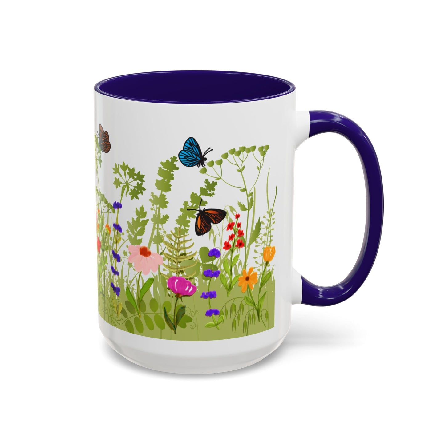 Watercolor Wildflower Mug 2 - Botanical Floral Coffee Mug - Gift for Moms, Gardeners, Art Lovers, Spring & Easter - Ceramic Mug with Color Inside (11oz, 15oz)