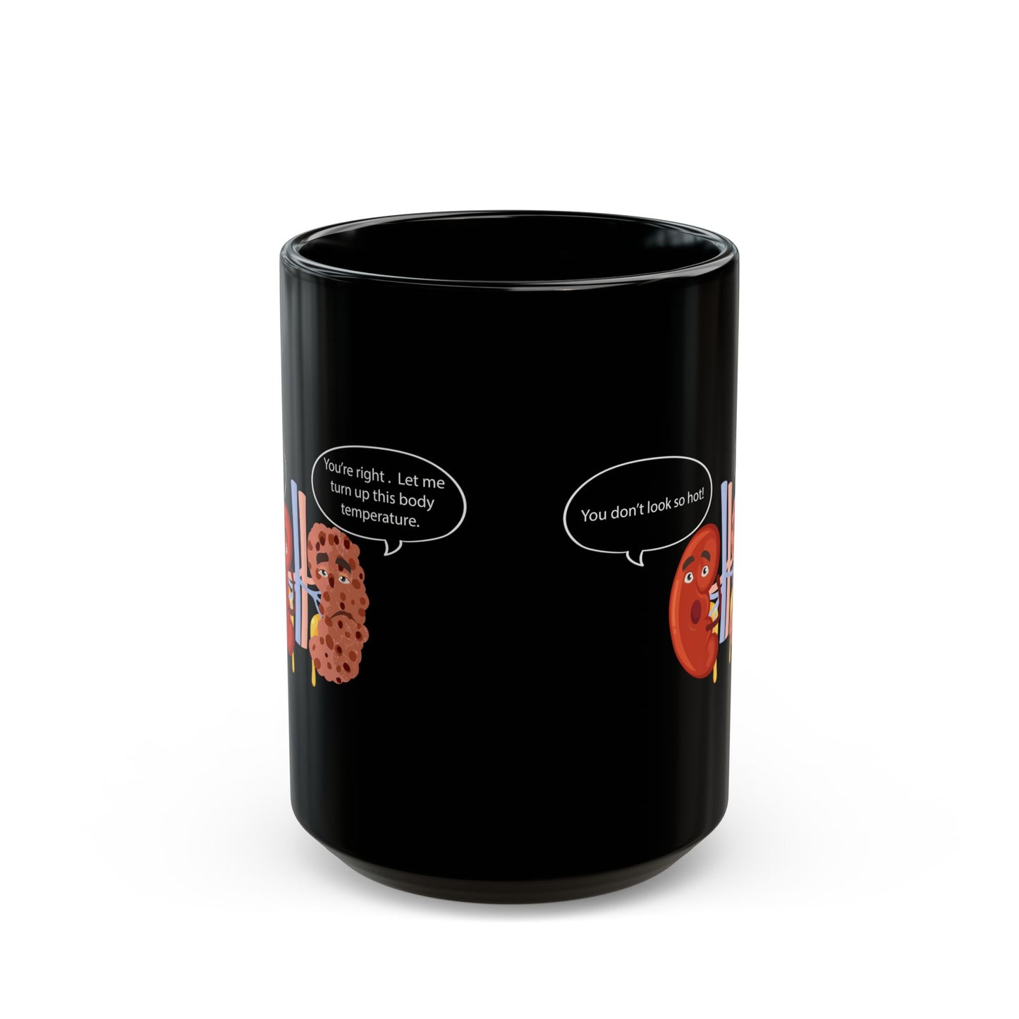 Funny Kidney Sponge Disease Awareness Mug - Black Ceramic (11oz, 15oz) - Urology & Nephrology Gift for Nurses, Doctors, Healthcare Professionals