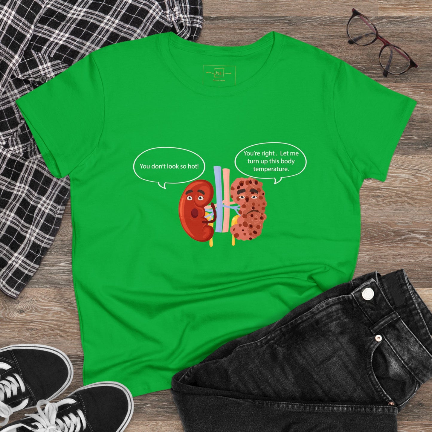 Kidney Sponge Talk Women's Midweight Cotton Tee - Medical Humor