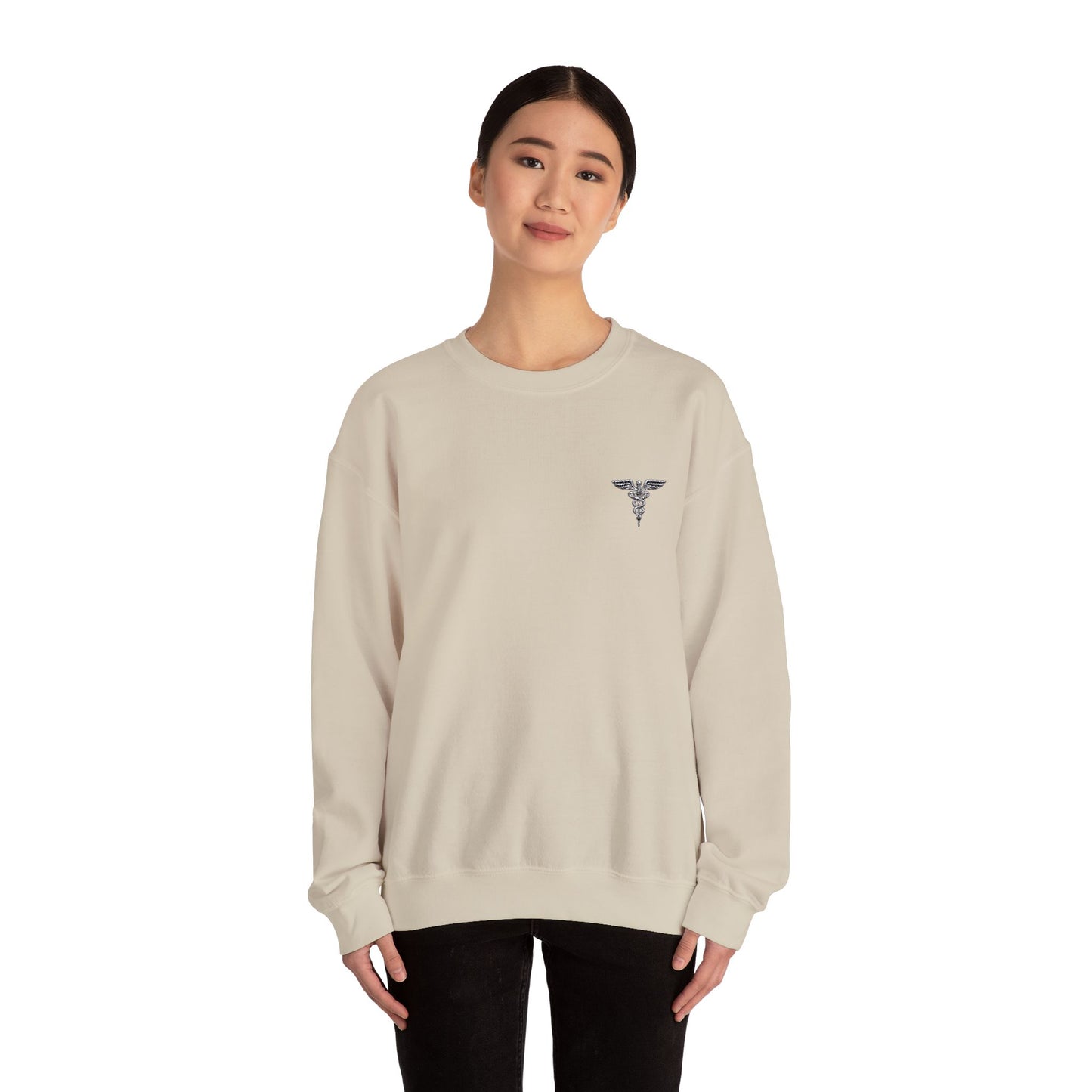 Caduceus Symbol Healthcare Embroidered Crewneck Sweatshirt
