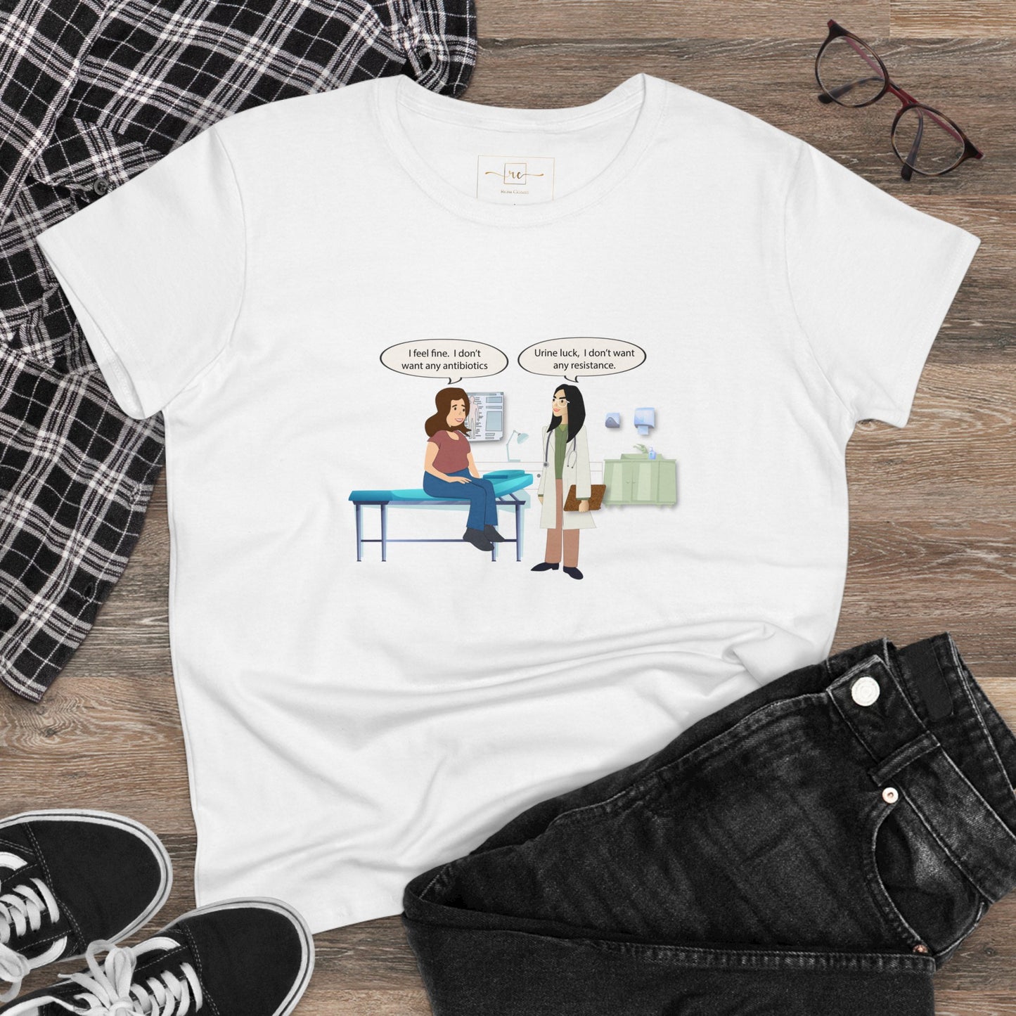 Urine Luck Women's Midweight Cotton Tee - Medical Humor