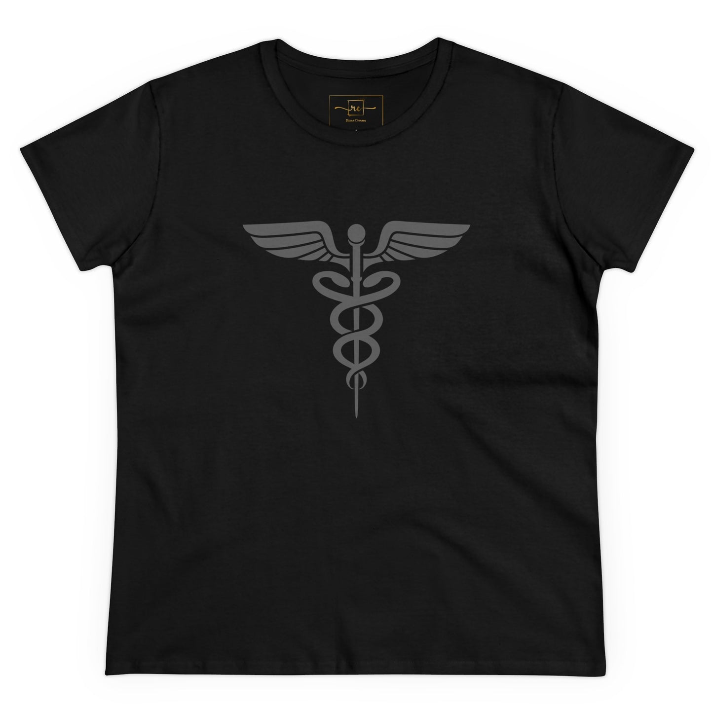 Caduceus Gray Symbol Women's Midweight Cotton Tee - Medical