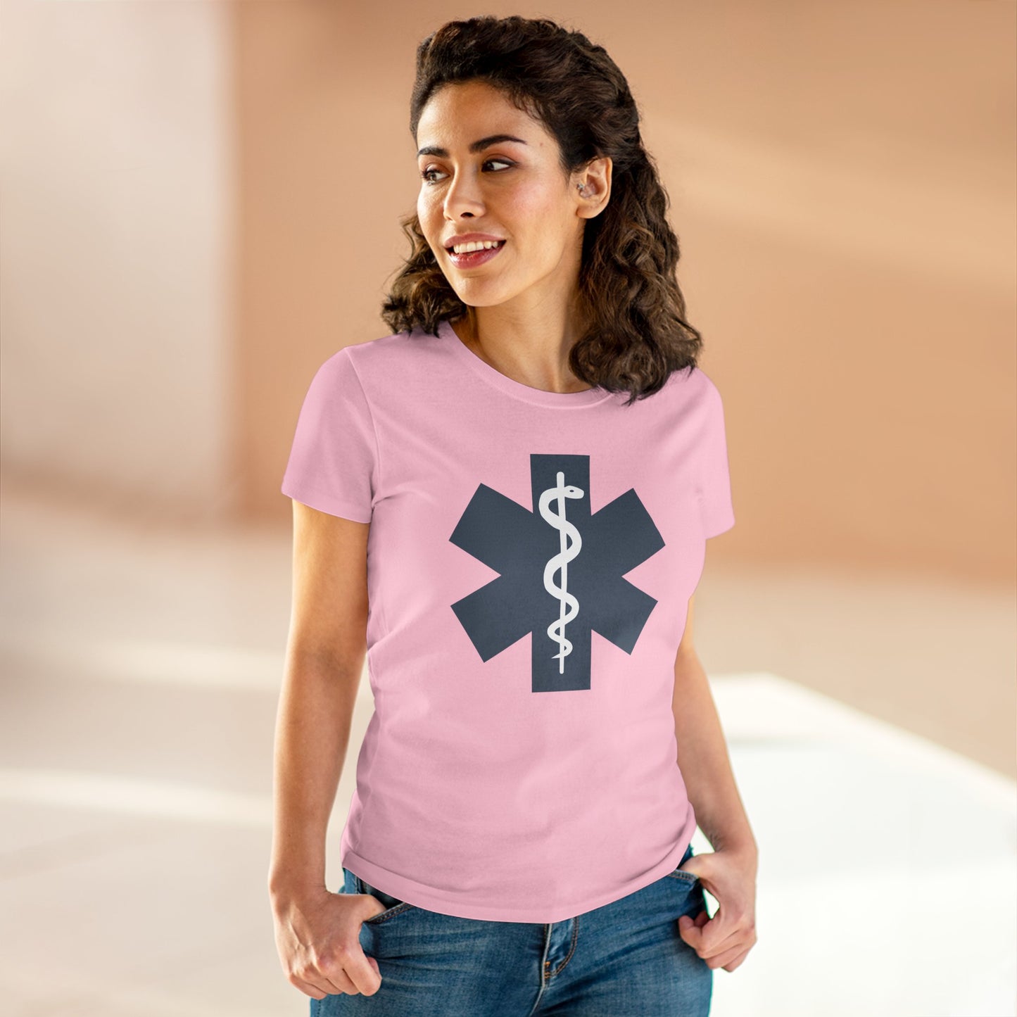 Emergency Medical Women's Midweight Cotton Tee -Gray Symbol