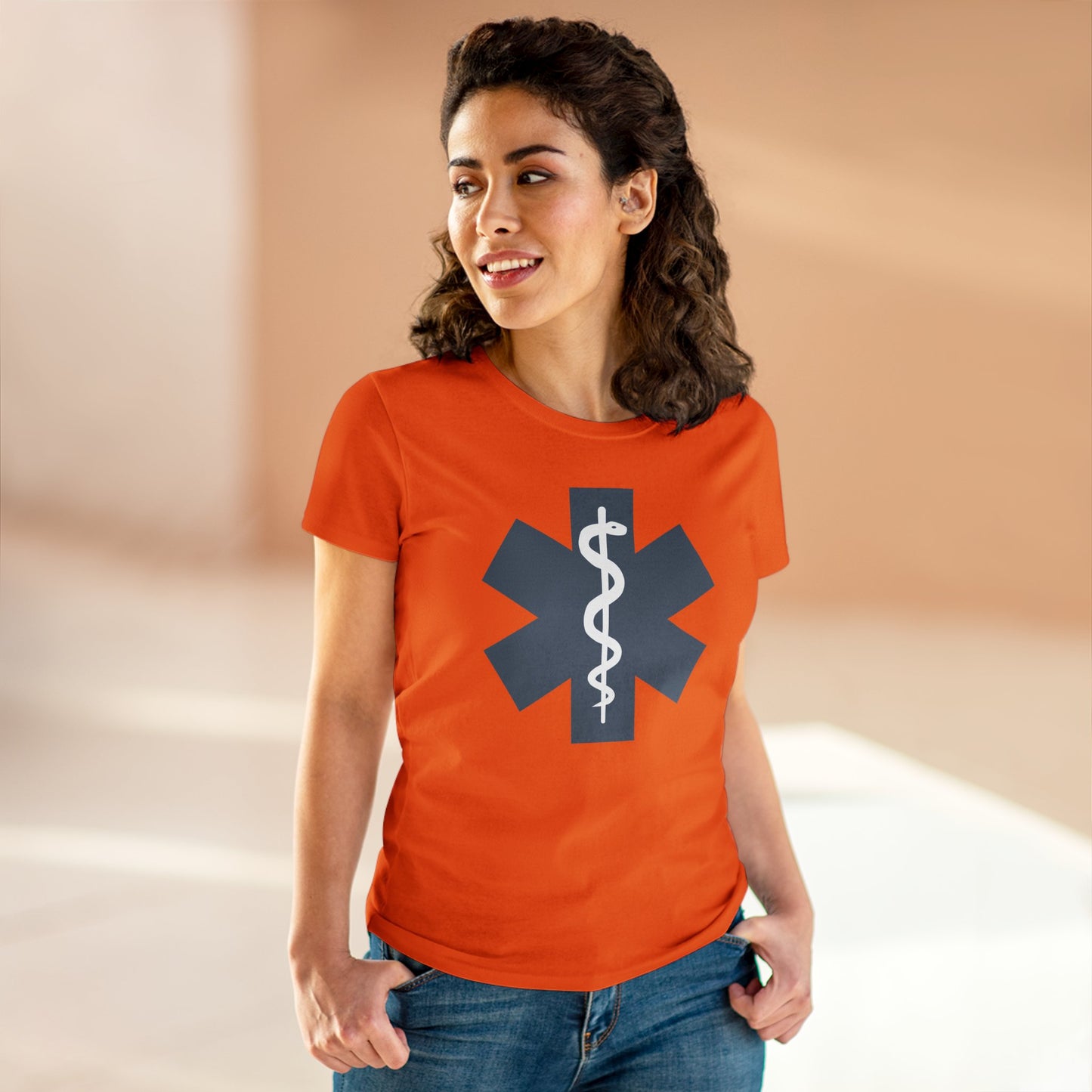 Emergency Medical Women's Midweight Cotton Tee -Gray Symbol