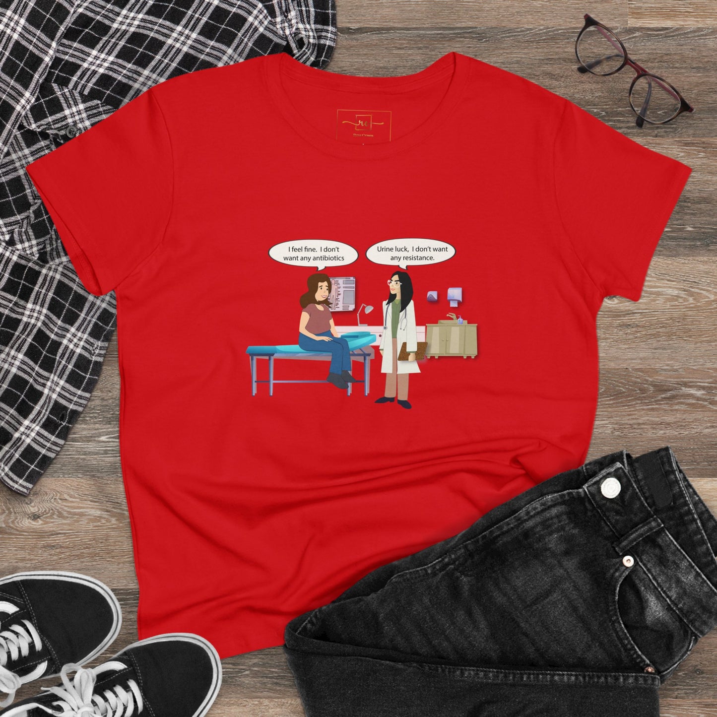 Urine Luck Women's Midweight Cotton Tee - Medical Humor