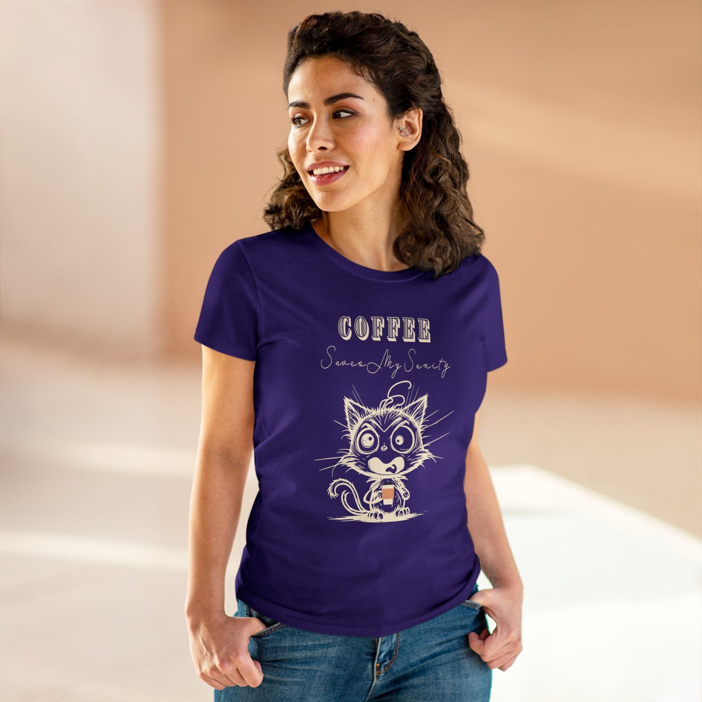 Wellness Coffee Brain Fuel Mental Health Women's Mid-weight Cotton Tee - Mental Health Humor