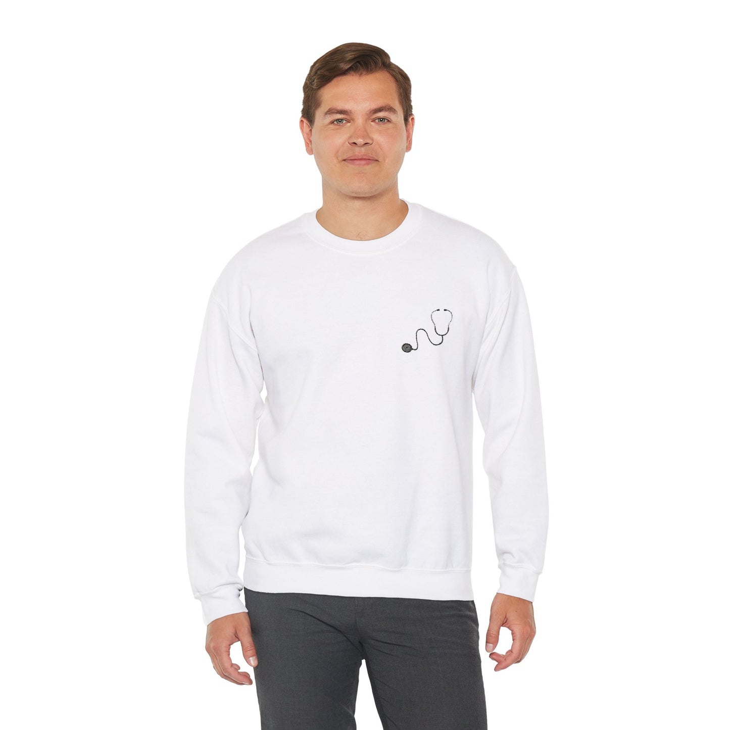Black Stethoscope Embroidered Sweatshirt For Healthcare Workers