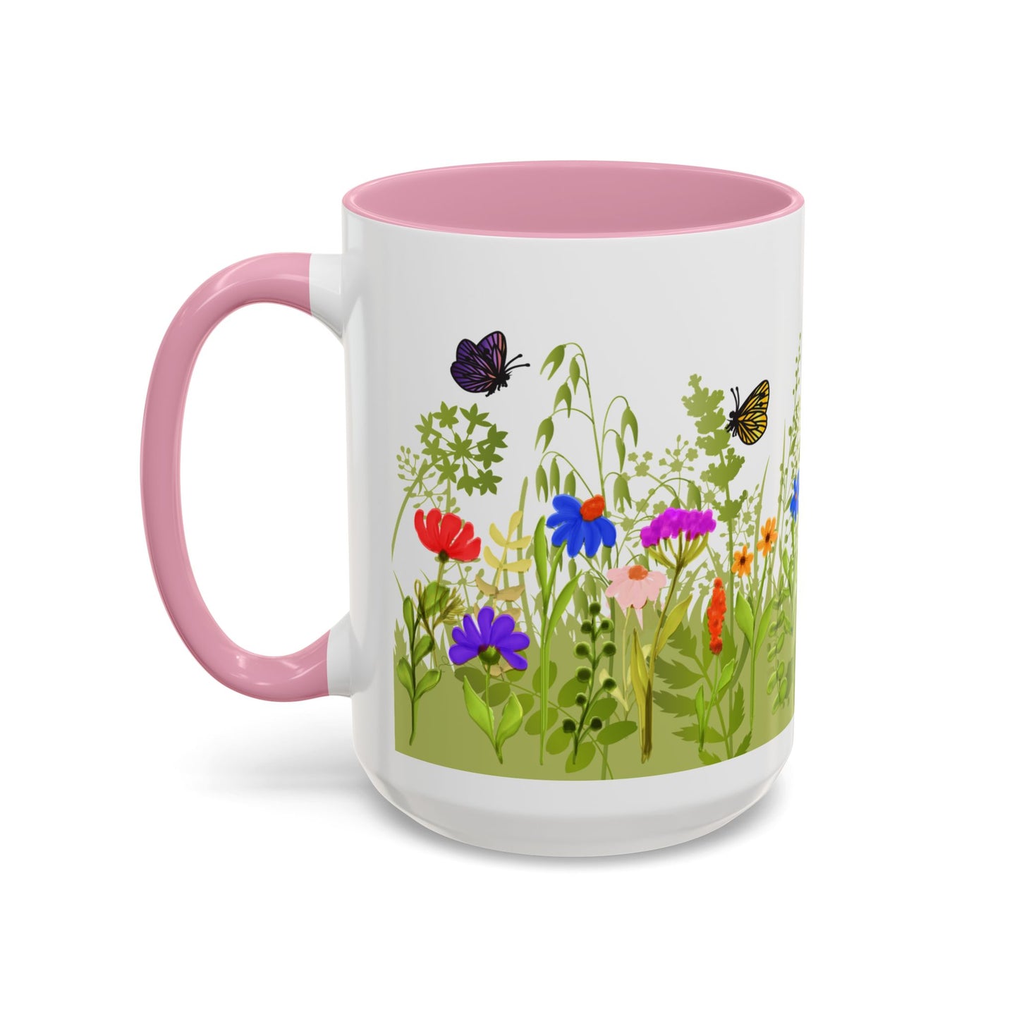 Watercolor Wildflower Mug 2 - Botanical Floral Coffee Mug - Gift for Moms, Gardeners, Art Lovers, Spring & Easter - Ceramic Mug with Color Inside (11oz, 15oz)