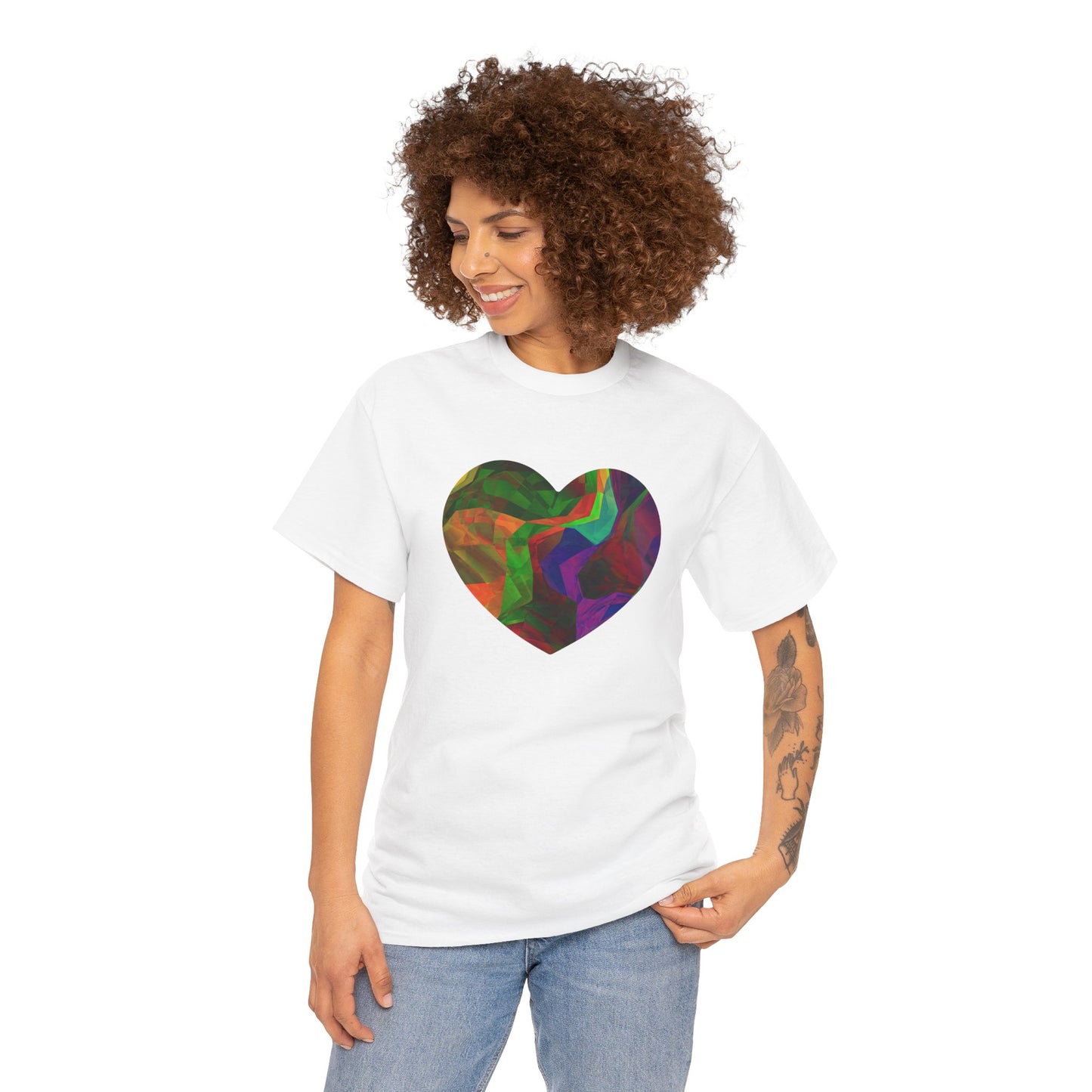 Colorful Heart Abstract Heavy Cotton T-Shirt