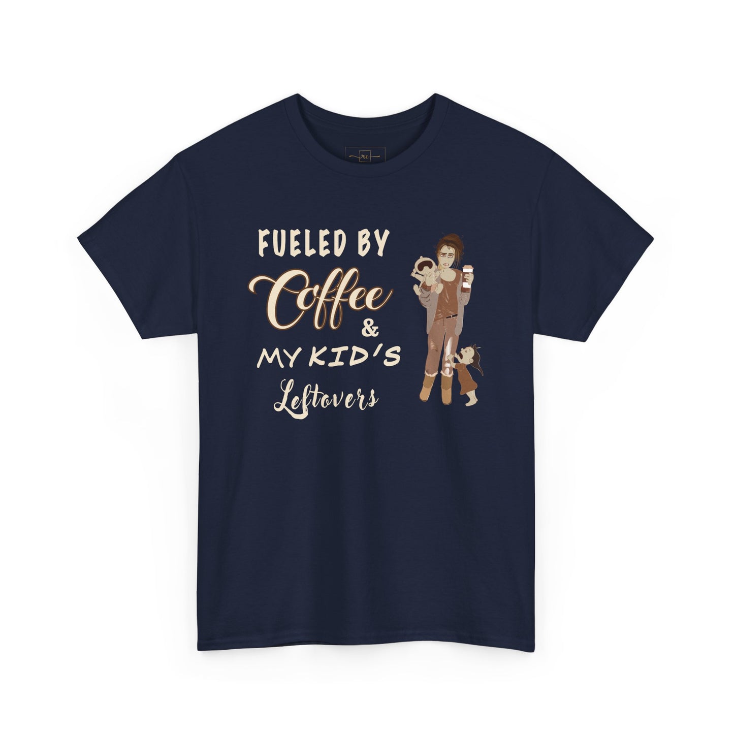 Fueled by Coffee and Kids Leftovers Heavy Cotton T-Shirt - Wellness and Mental Health Humor