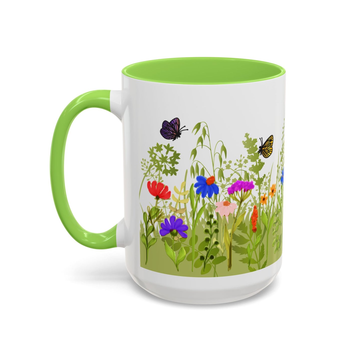 Watercolor Wildflower Mug 2 - Botanical Floral Coffee Mug - Gift for Moms, Gardeners, Art Lovers, Spring & Easter - Ceramic Mug with Color Inside (11oz, 15oz)