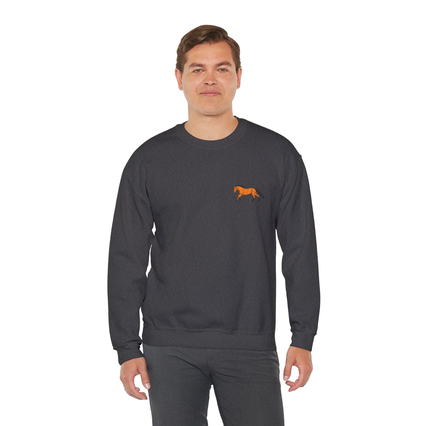 Brown Thoroughbred Horse Embroidered Sweatshirt