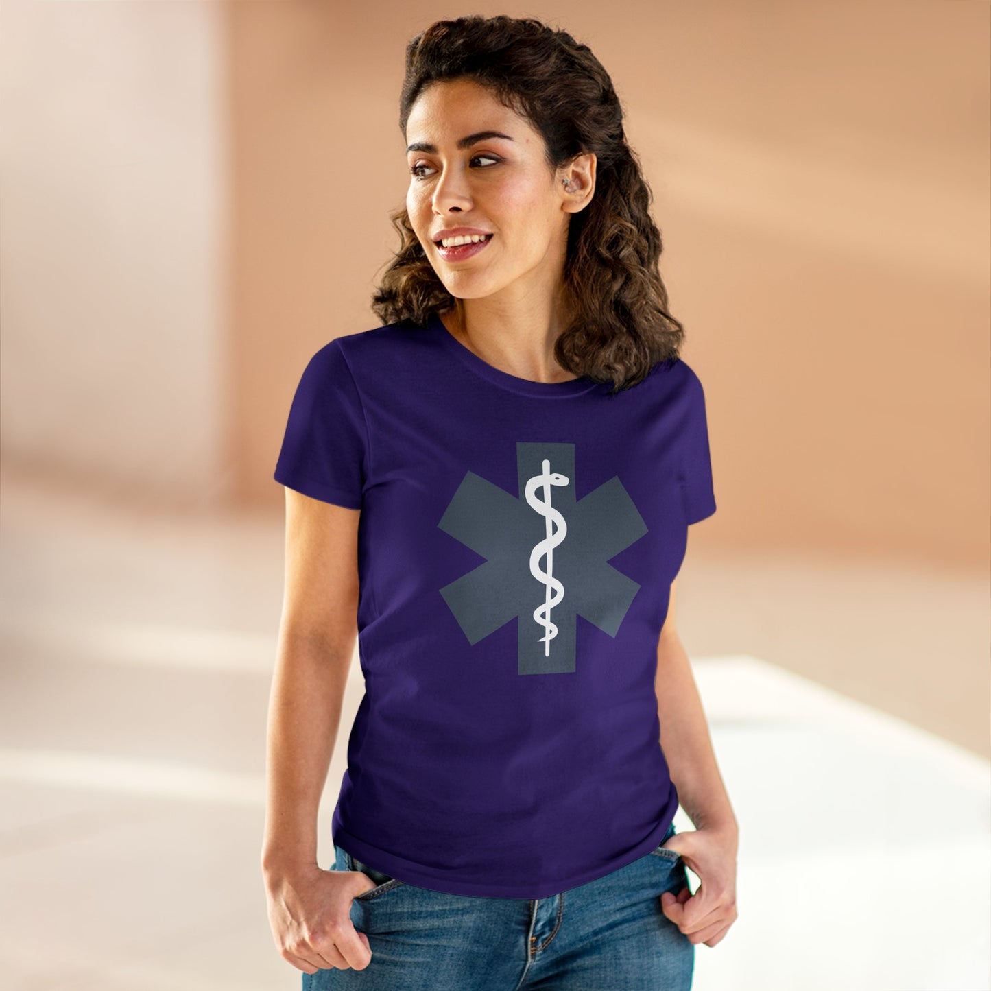 Emergency Medical Women's Midweight Cotton Tee -Gray Symbol