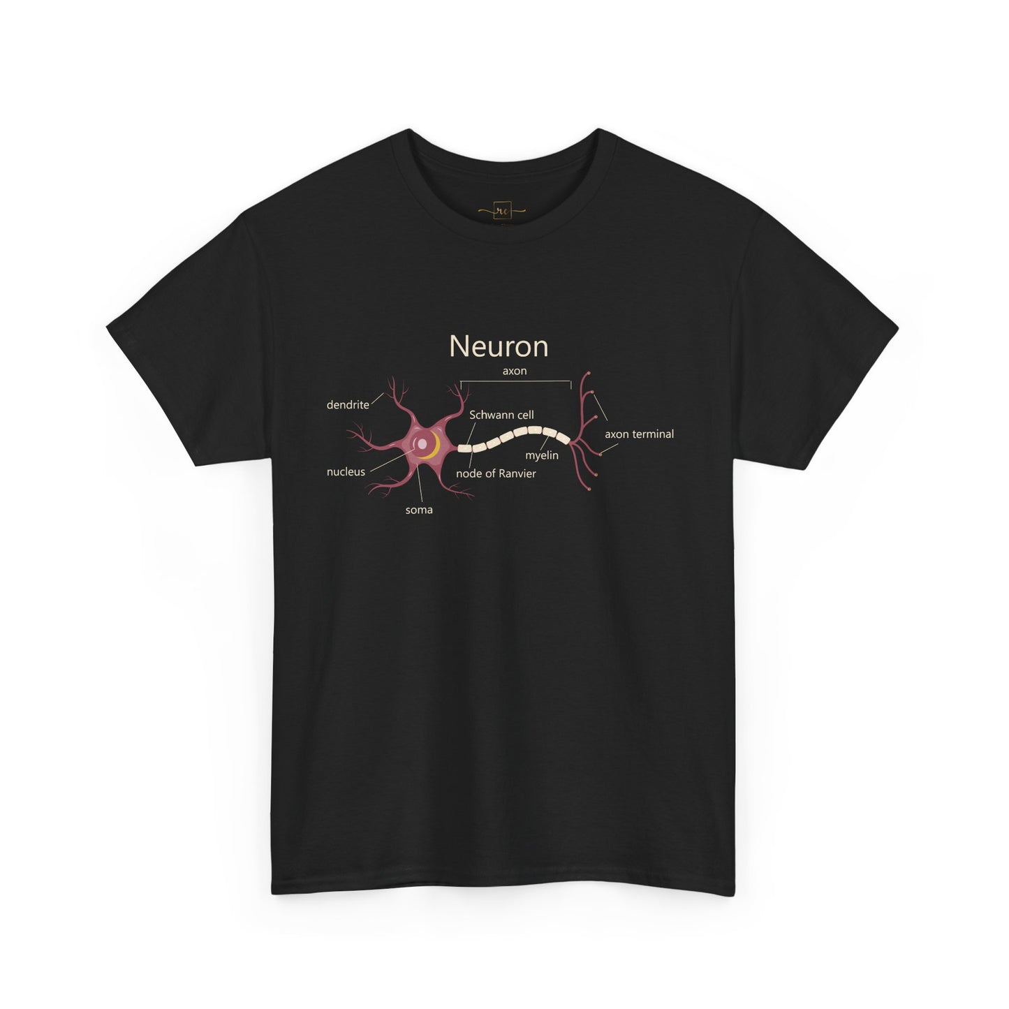 Neuron Anatomy Heavy Cotton T-Shirt - Mauve Medical Graphic Tee Featuring Nerve Cell, Axon & Myelin - Perfect for Doctors, Nurses, and Medical Students