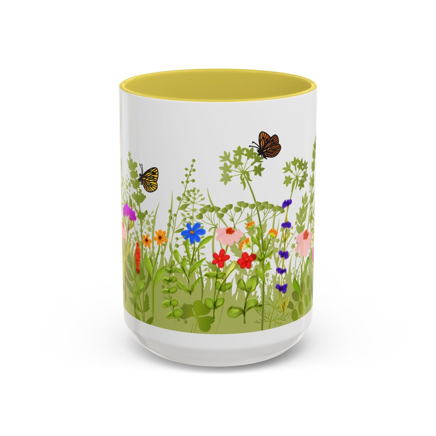 Watercolor Wildflower Mug 2 - Botanical Floral Coffee Mug - Gift for Moms, Gardeners, Art Lovers, Spring & Easter - Ceramic Mug with Color Inside (11oz, 15oz)
