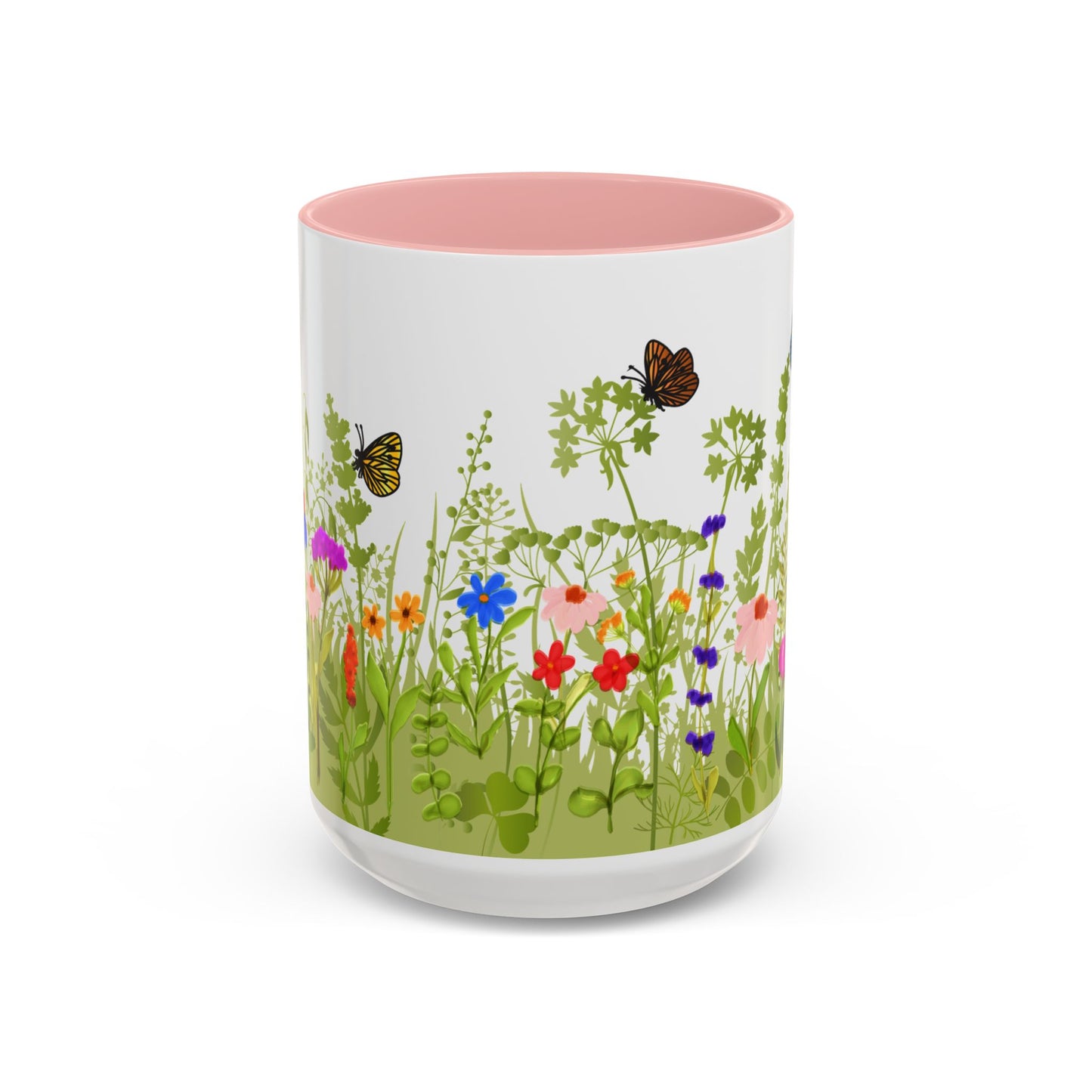 Watercolor Wildflower Mug - Botanical Floral Coffee Mug - Gift for Moms, Gardeners, Art Lovers, Spring & Easter - Ceramic Mug with Color Inside (11oz, 15oz)