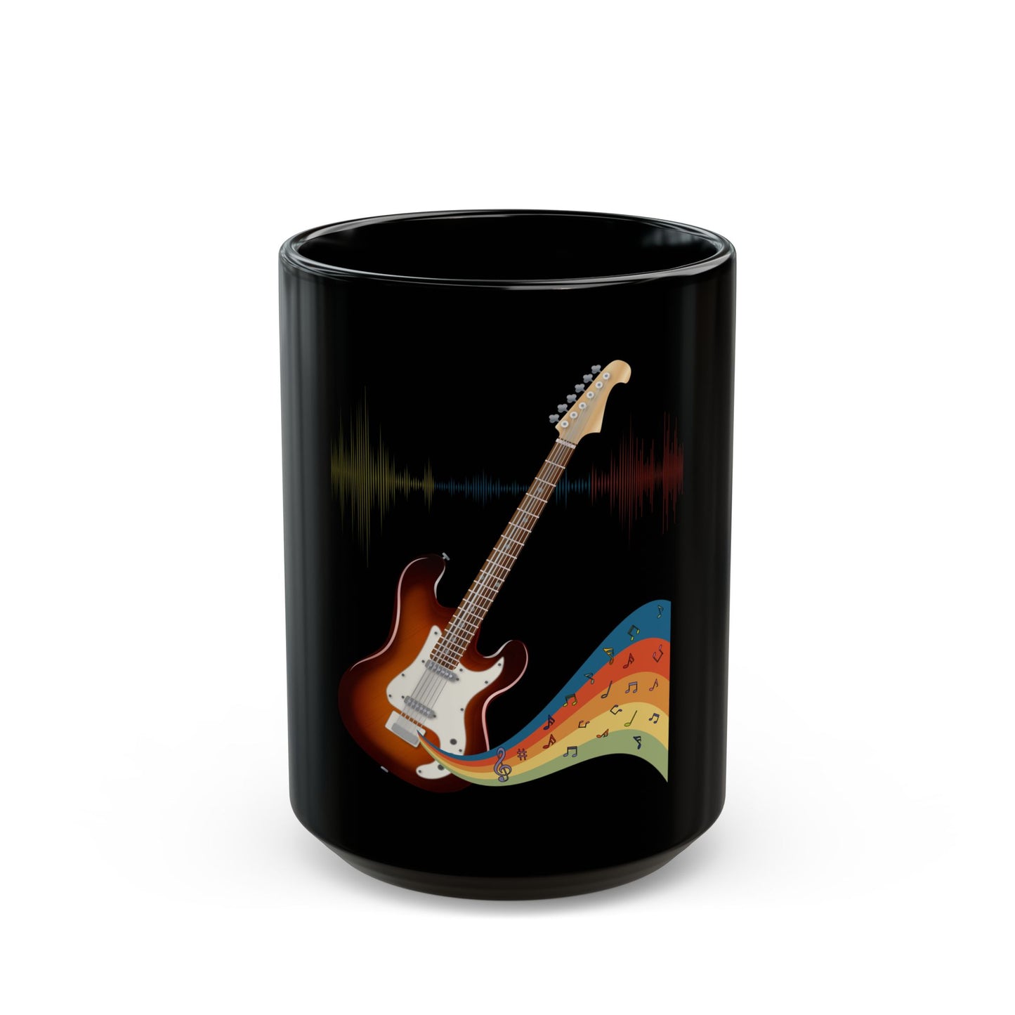 Hippie Guitar Black Mug (11oz, 15oz) - Music