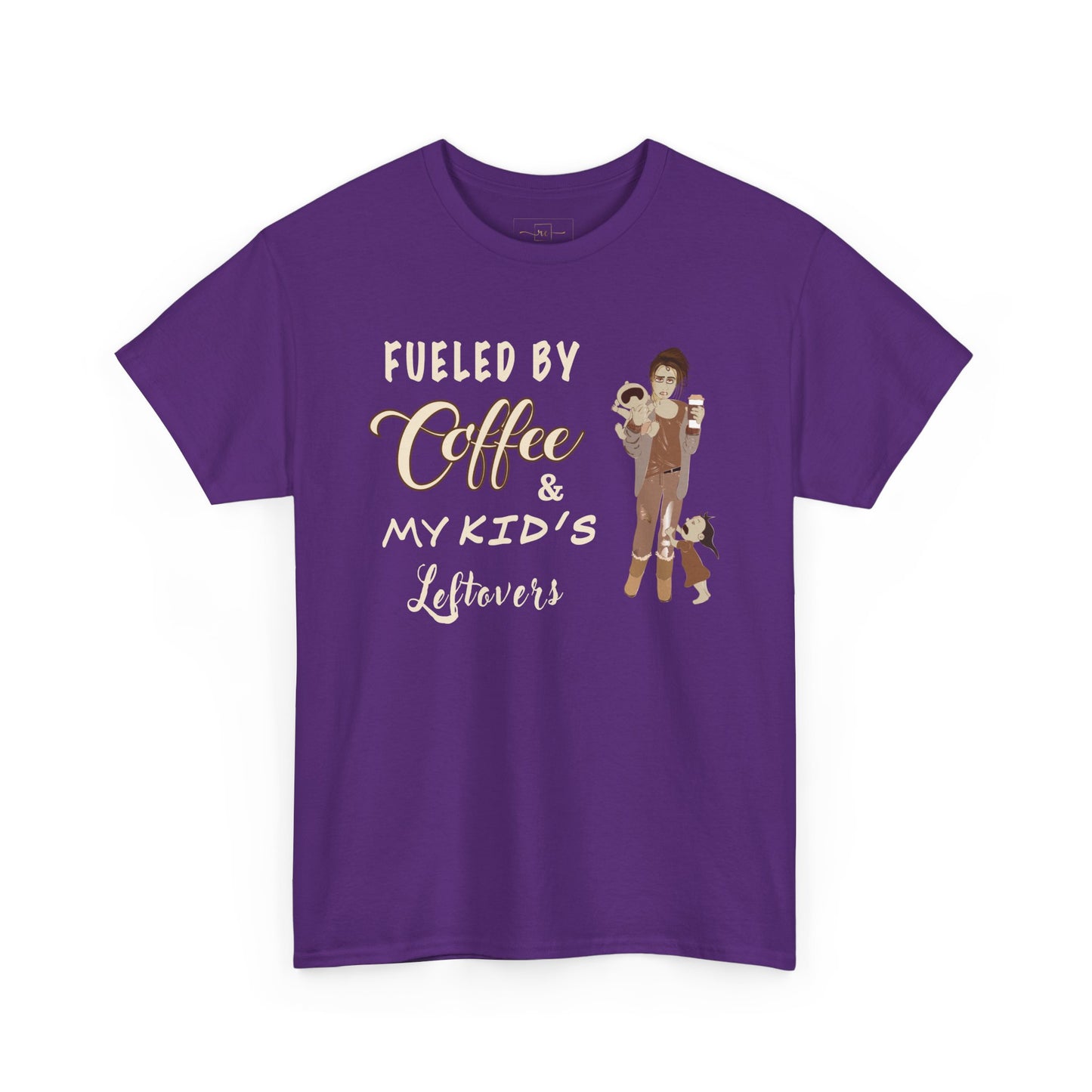 Fueled by Coffee and Kids Leftovers Heavy Cotton T-Shirt - Wellness and Mental Health Humor