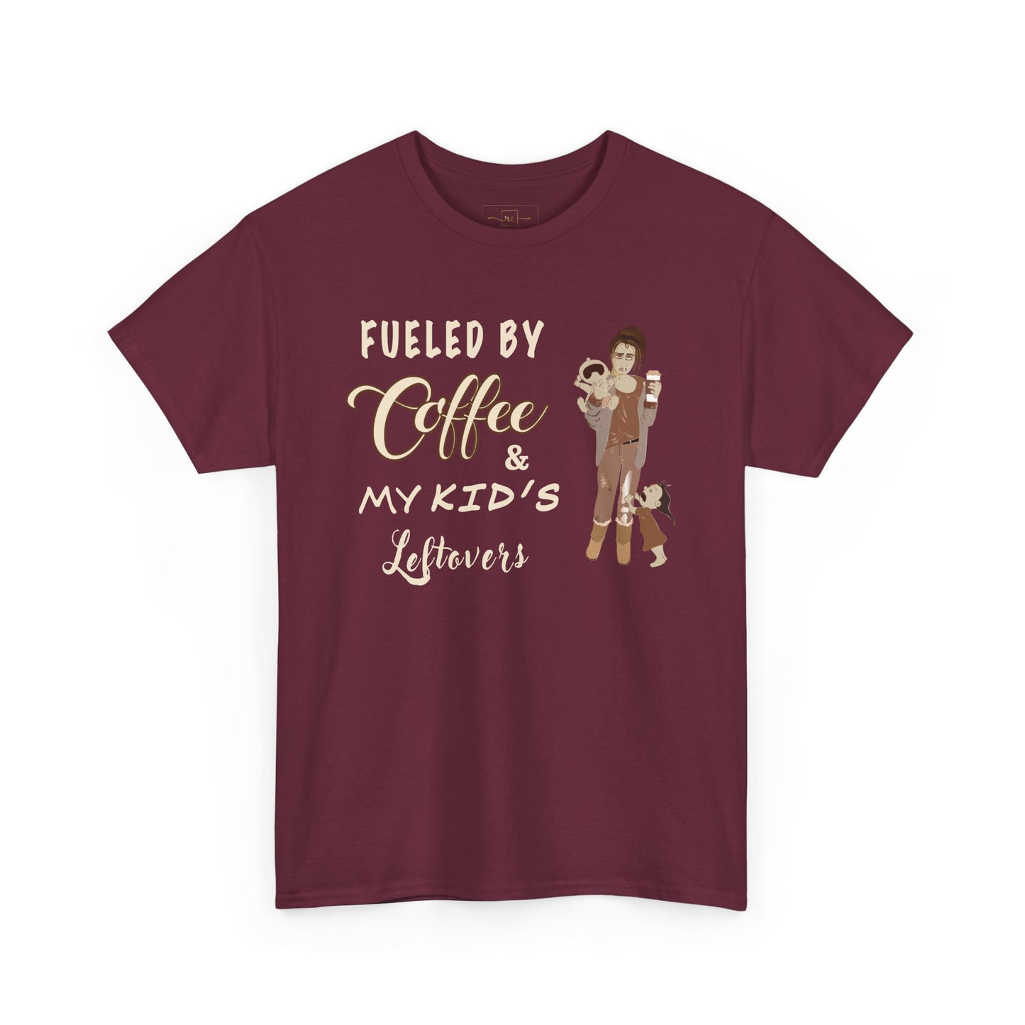Fueled by Coffee and Kids Leftovers Heavy Cotton T-Shirt - Wellness and Mental Health Humor