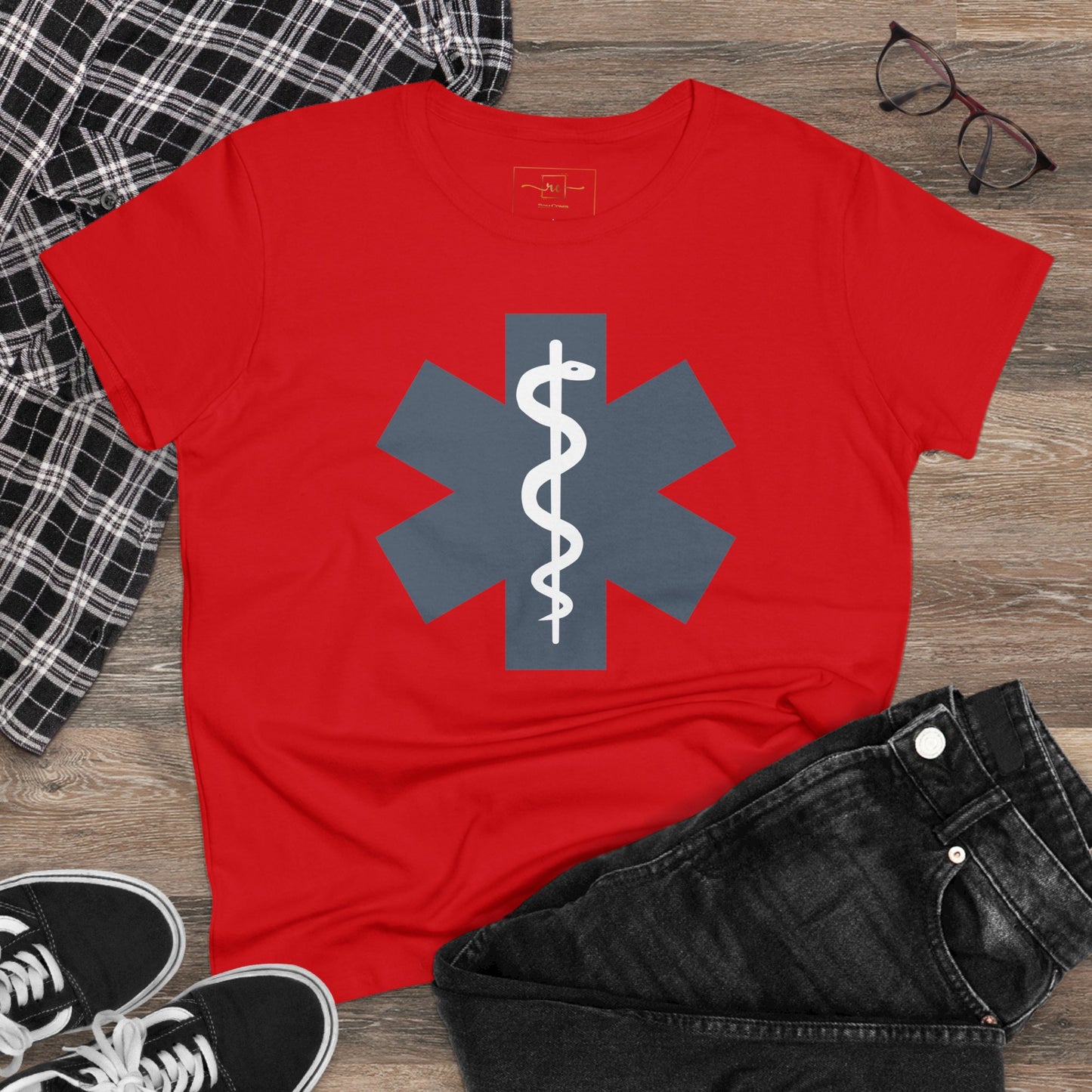 Emergency Medical Women's Midweight Cotton Tee -Gray Symbol