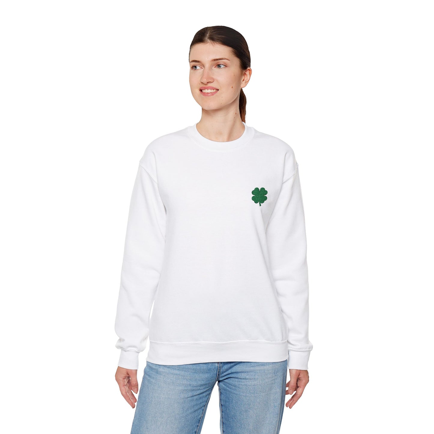Four Leaf Clover Embroidered Sweatshirt - Symbol of Good Luck