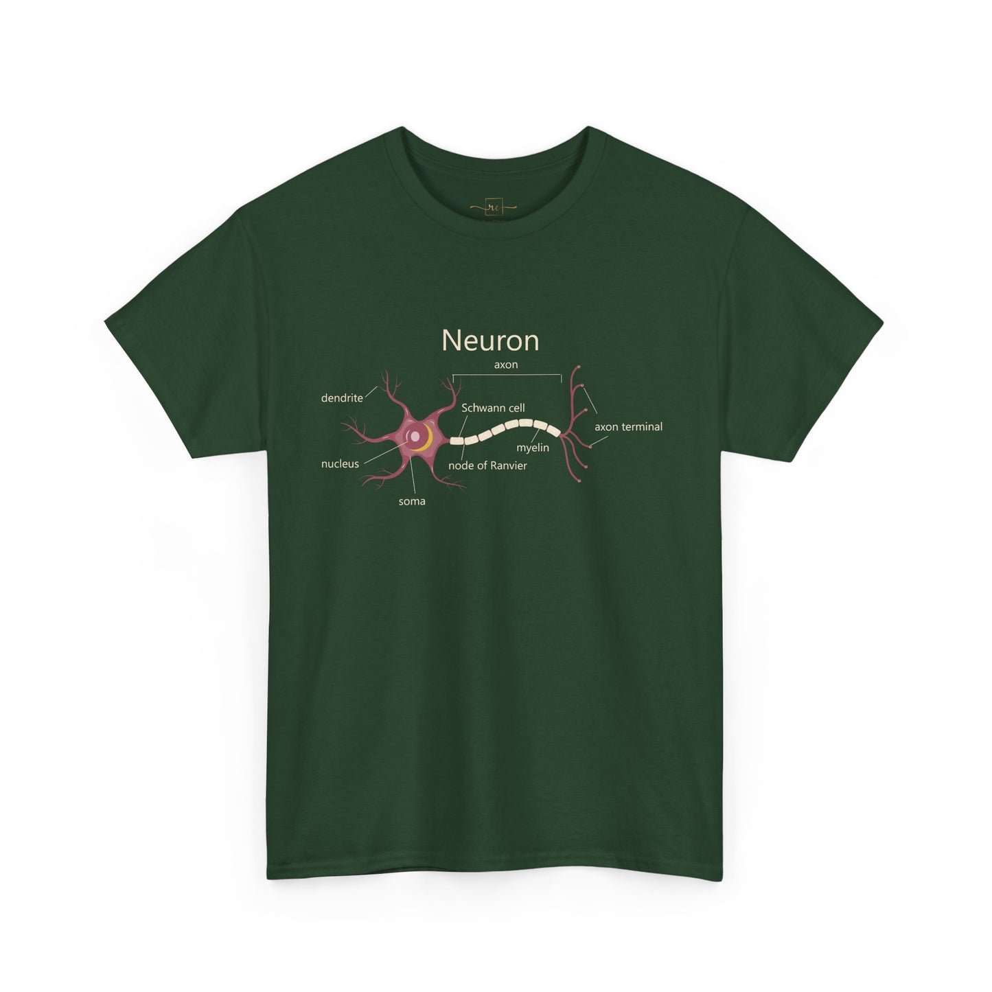 Neuron Anatomy Heavy Cotton T-Shirt - Mauve Medical Graphic Tee Featuring Nerve Cell, Axon & Myelin - Perfect for Doctors, Nurses, and Medical Students