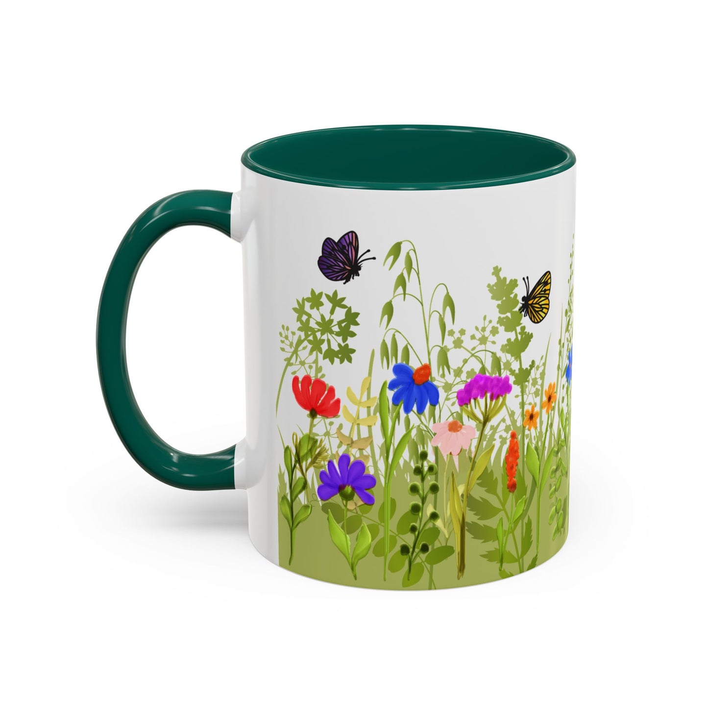 Watercolor Wildflower Mug 2 - Botanical Floral Coffee Mug - Gift for Moms, Gardeners, Art Lovers, Spring & Easter - Ceramic Mug with Color Inside (11oz, 15oz)