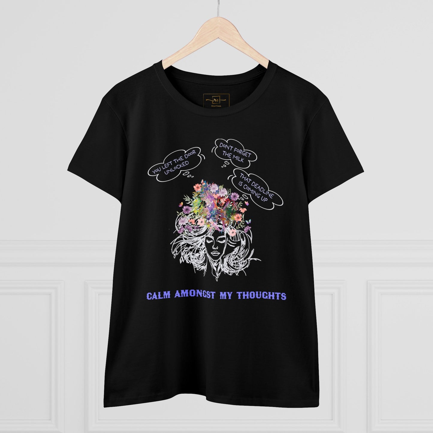 Wellness Calm Thoughts Mental Health Women's Mid-weight Cotton Tee -Humor