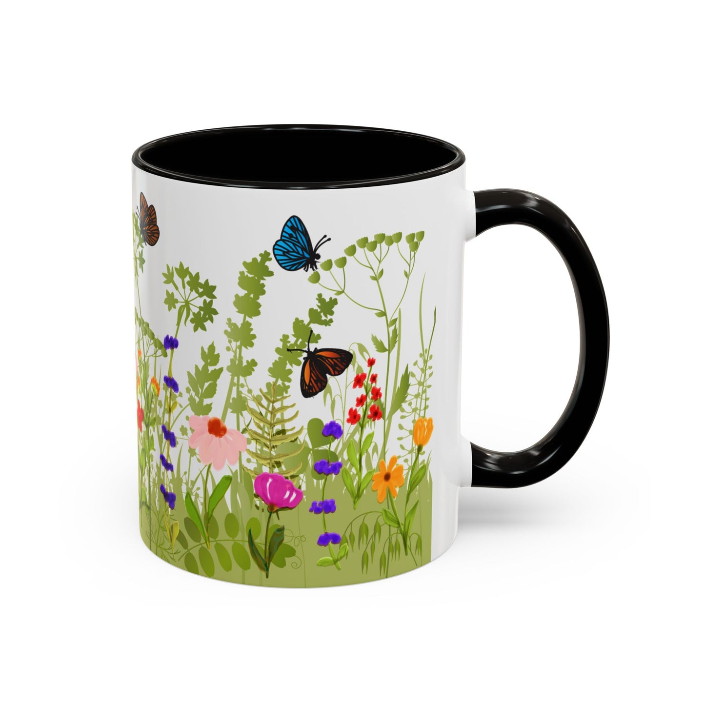Watercolor Wildflower Mug 2 - Botanical Floral Coffee Mug - Gift for Moms, Gardeners, Art Lovers, Spring & Easter - Ceramic Mug with Color Inside (11oz, 15oz)