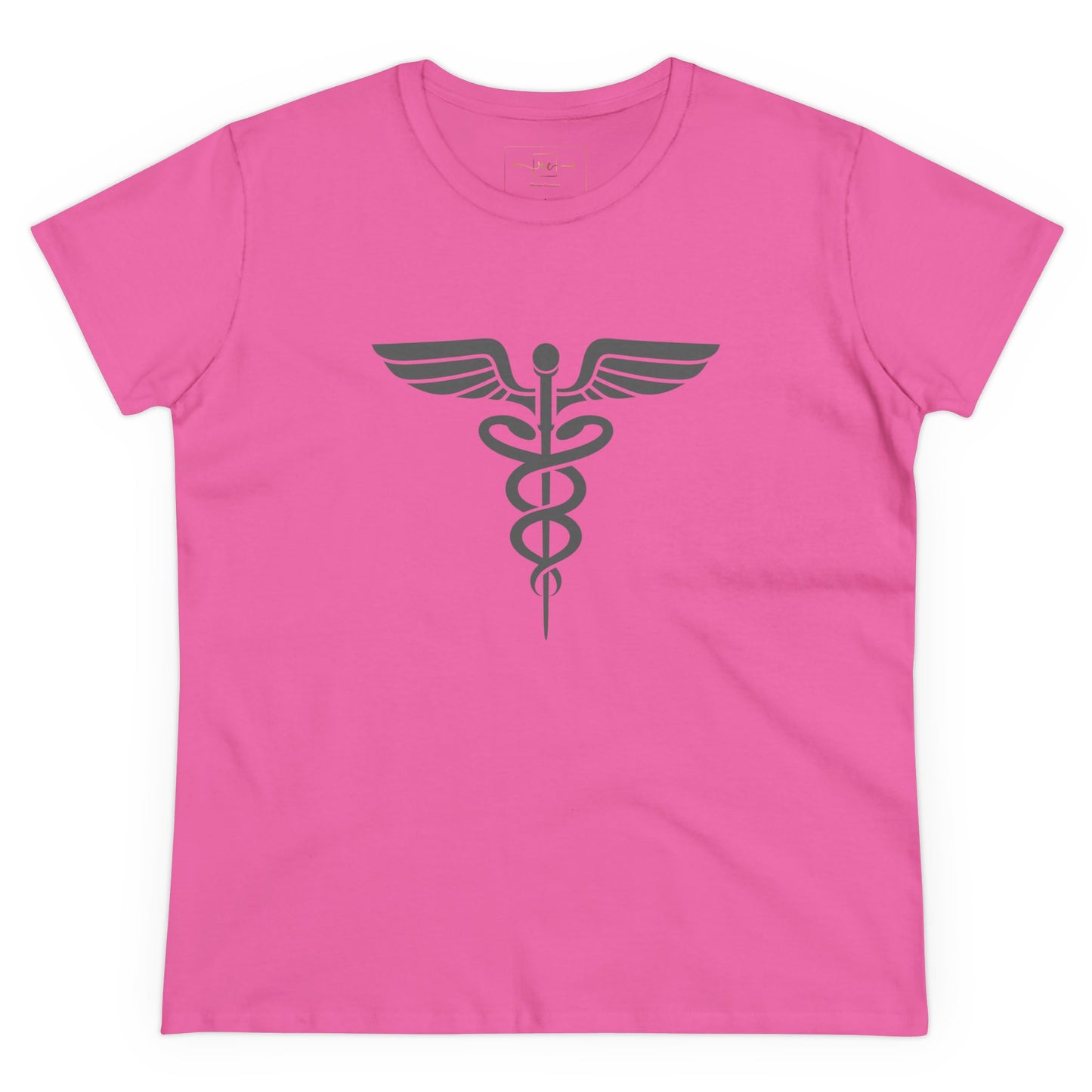 Caduceus Gray Symbol Women's Midweight Cotton Tee - Medical