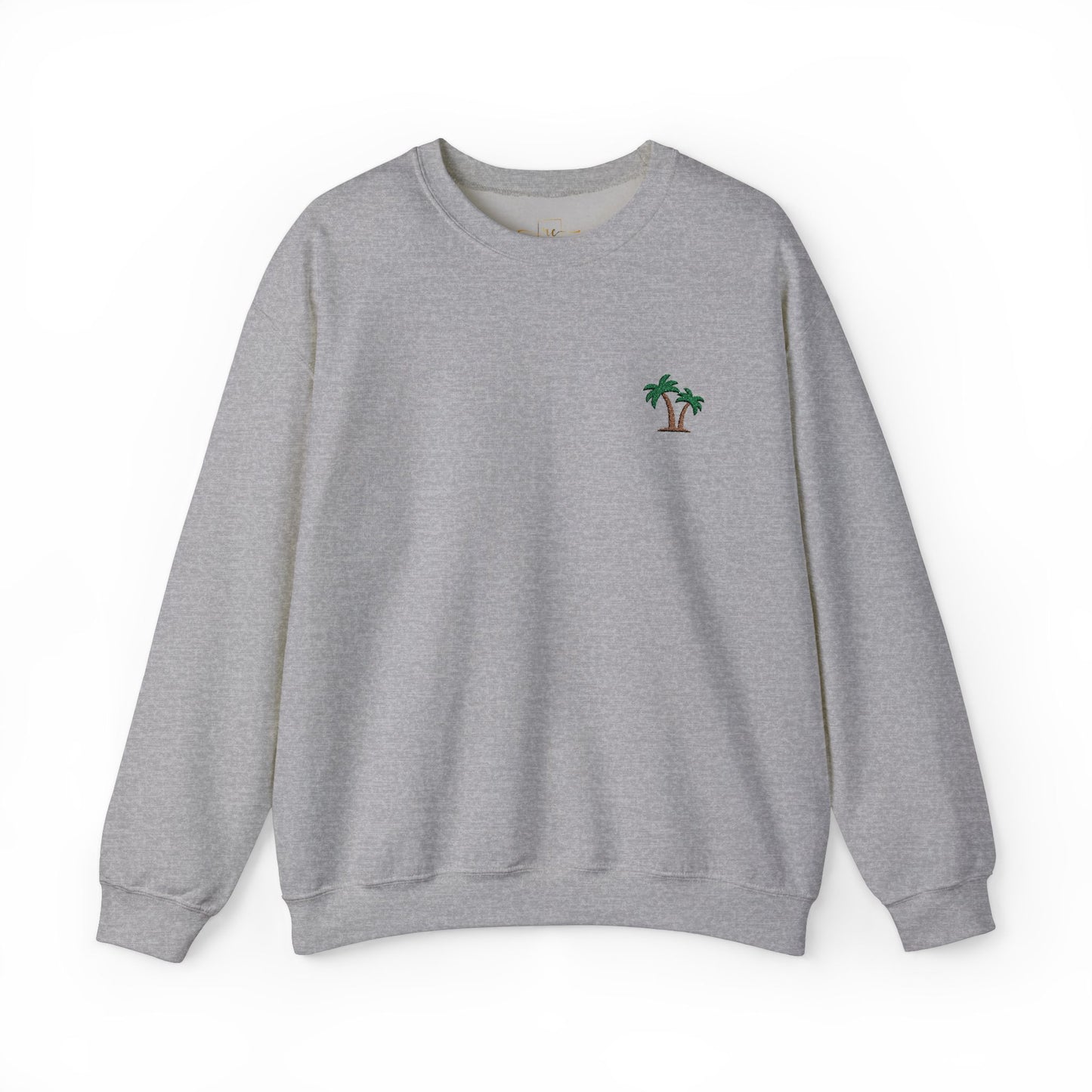 Palm Tree Embroidered Sweatshirt for Beach and Vacation Enthusiasts