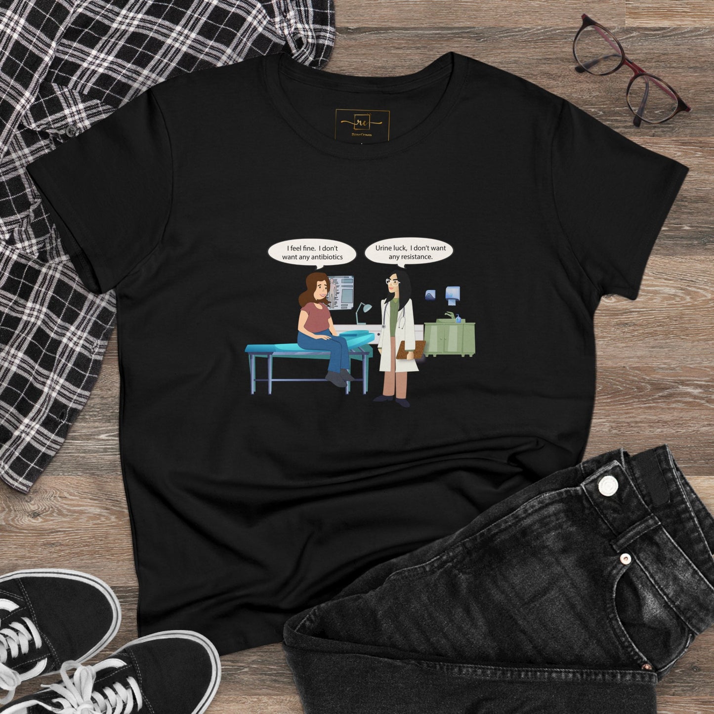 Urine Luck Women's Midweight Cotton Tee - Medical Humor