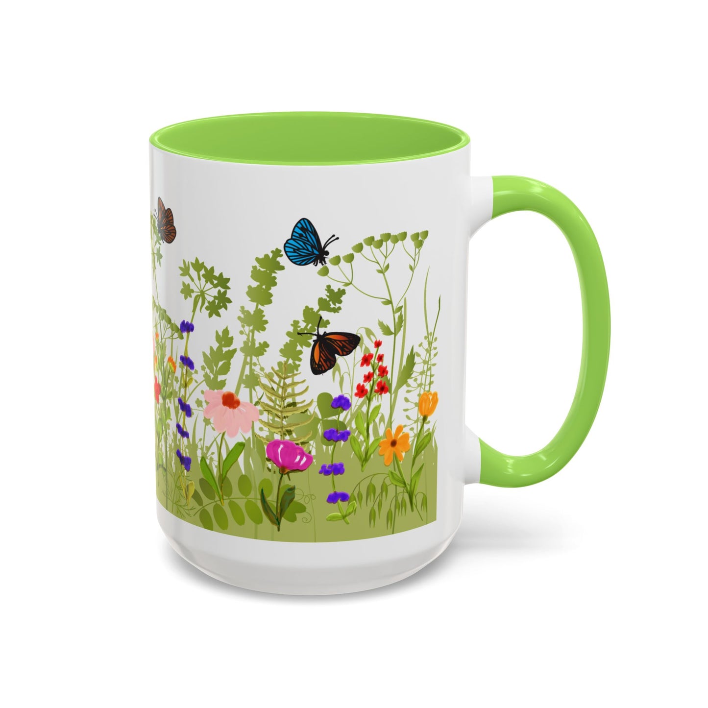 Watercolor Wildflower Mug 2 - Botanical Floral Coffee Mug - Gift for Moms, Gardeners, Art Lovers, Spring & Easter - Ceramic Mug with Color Inside (11oz, 15oz)