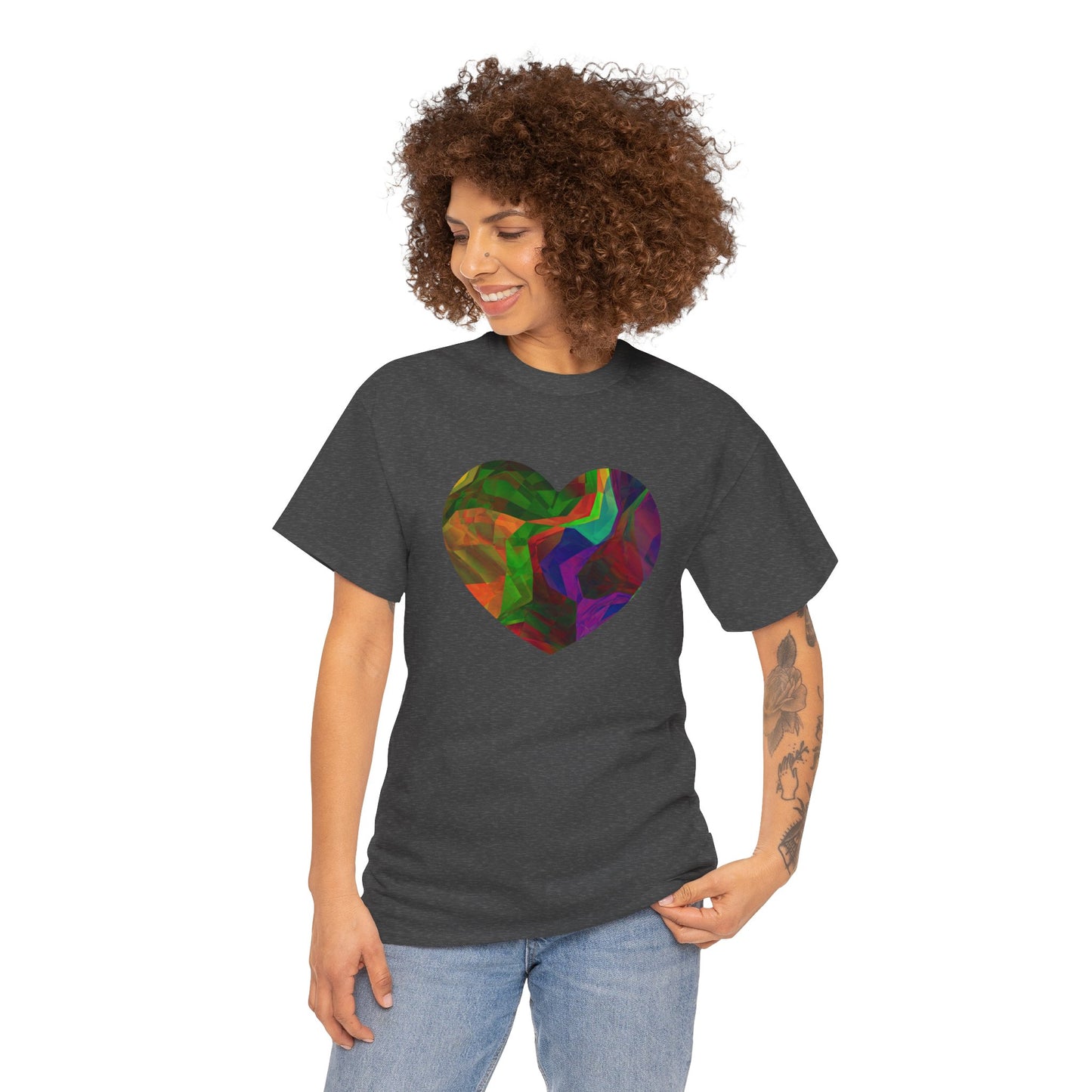 Colorful Heart Abstract Heavy Cotton T-Shirt