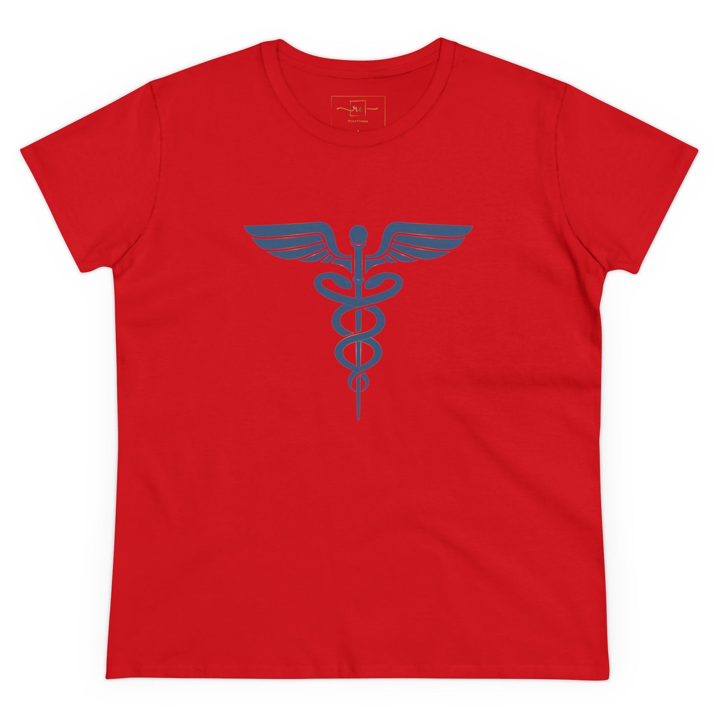 Caduceus Blue Symbol Women's Midweight Cotton Tee - Medical