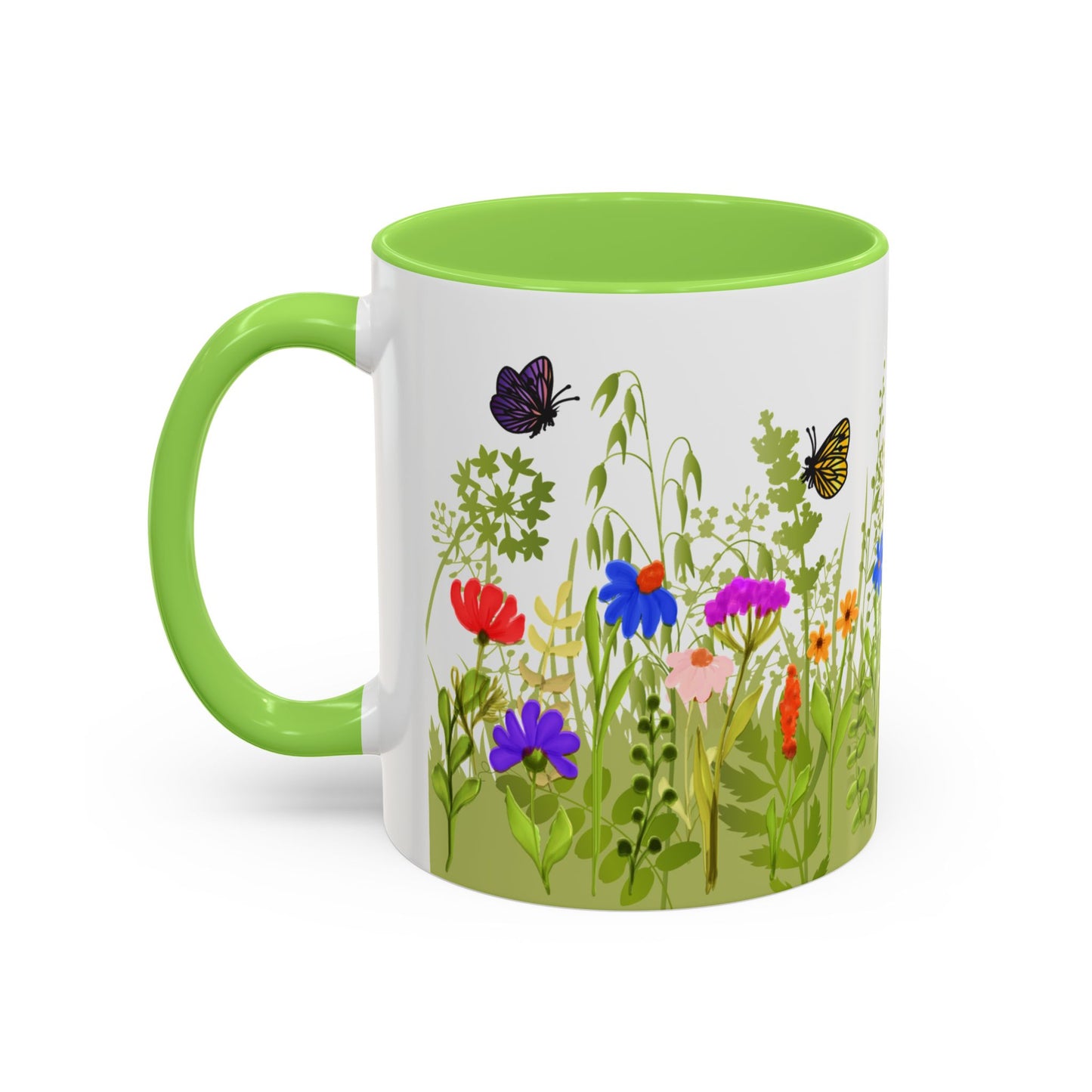 Watercolor Wildflower Mug 2 - Botanical Floral Coffee Mug - Gift for Moms, Gardeners, Art Lovers, Spring & Easter - Ceramic Mug with Color Inside (11oz, 15oz)