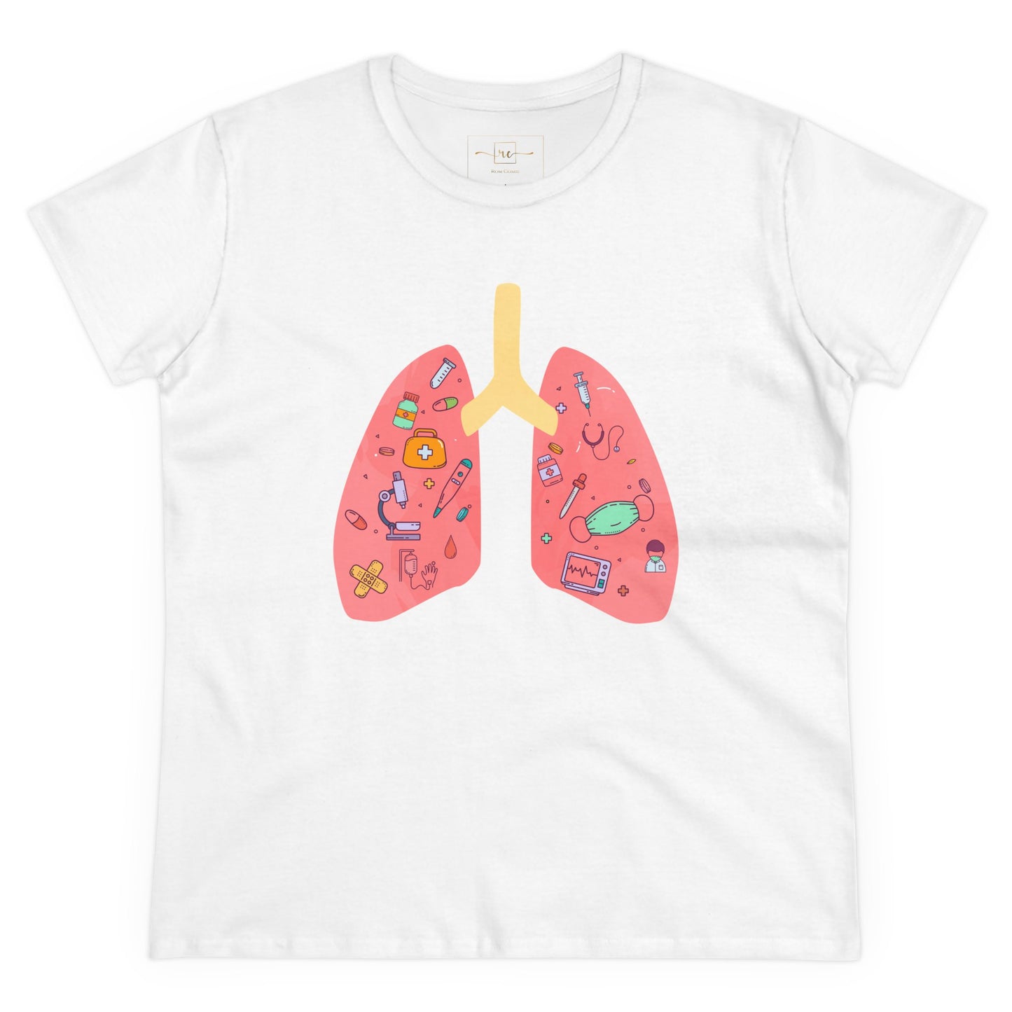 Medical Cartoon Lung Women's Mid-weight Cotton Tee - Medical Humor