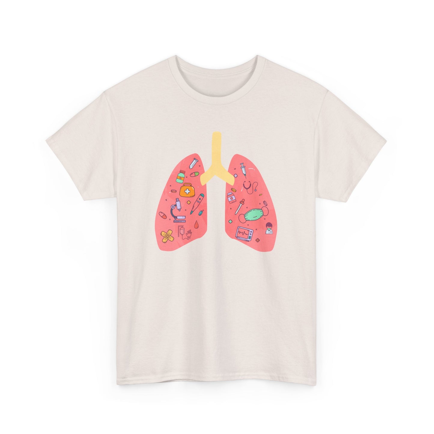 Medical Cartoon Lung Heavy Cotton T-Shirt - Medical Humor