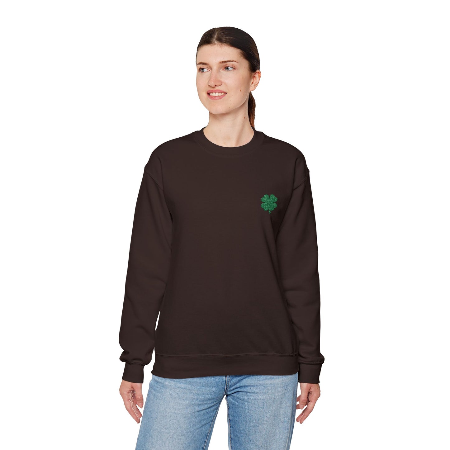 Four Leaf Clover Embroidered Sweatshirt - Symbol of Good Luck