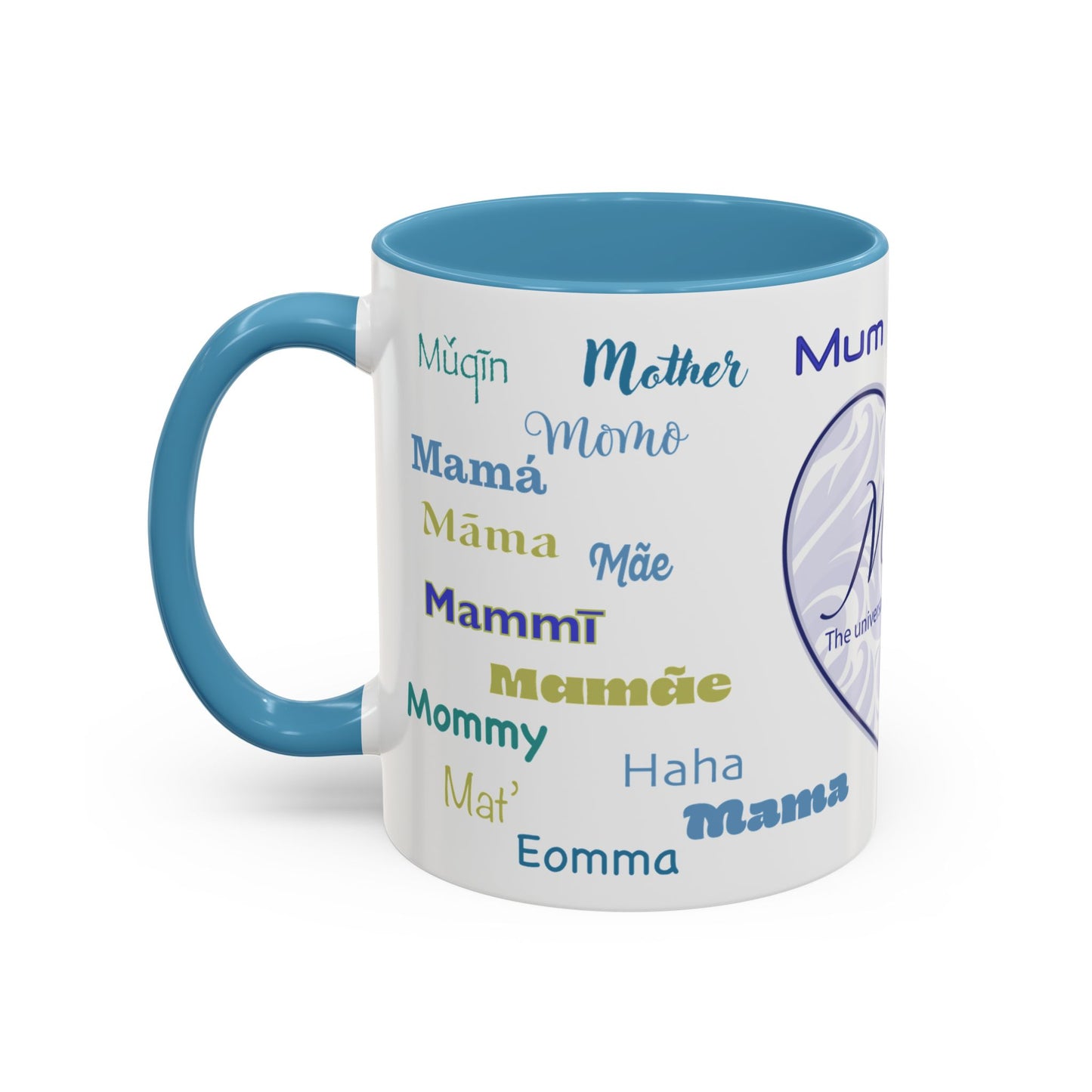 Mom Purple Elegant Heart Mug - “Mom” in Different Languages - Universal Language of Love - Gift for Moms, New Moms, Mother's Day, Birthday, Valentine’s Day - Modern & Stylish Ceramic Mug with Color Inside (11oz, 15oz)