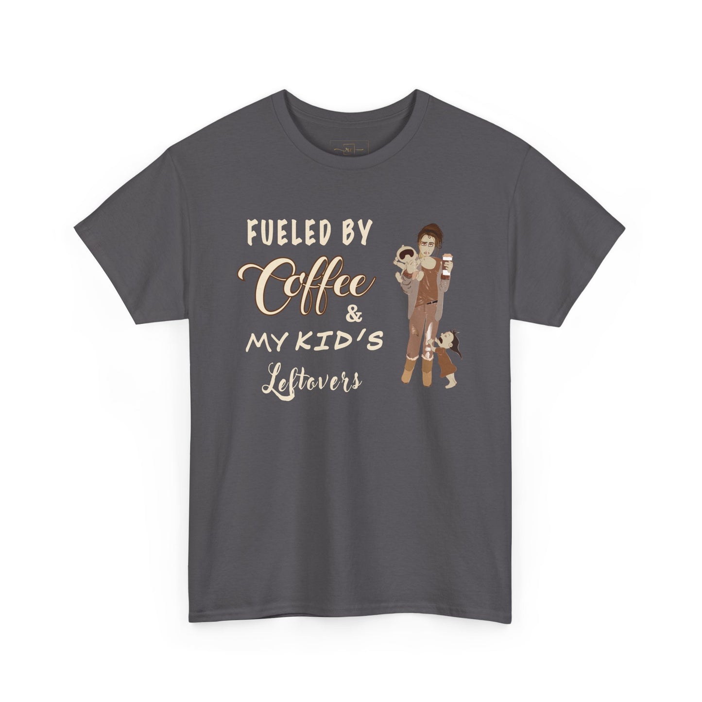 Fueled by Coffee and Kids Leftovers Heavy Cotton T-Shirt - Wellness and Mental Health Humor